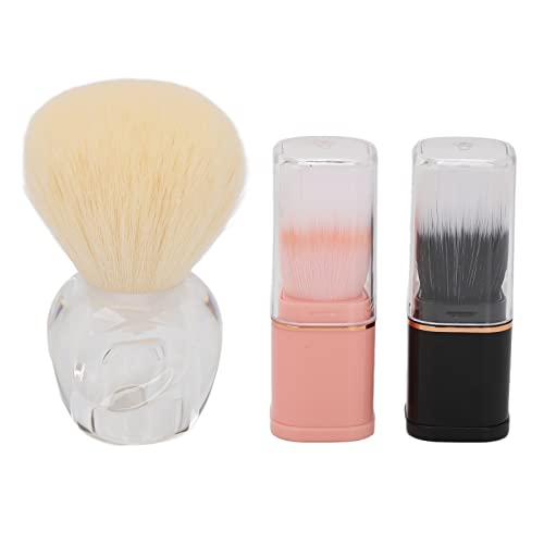 3pcs Retractable Makeup Brush Set - Portable Face Powder & Cosmetic Brushes with Fine Fiber Bristles for Travel, Home & Professional Makeup Application