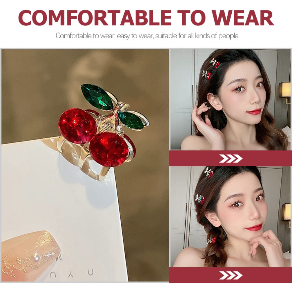 Minkissy 2pcs Mini Hair Claw Clips - Crystal Cherry Hair Clips, Alloy Metal Jaw Clamps for Women | Hair Grip, Barrette, Hairpins | Perfect for Updos, Ponytails & Everyday Styling