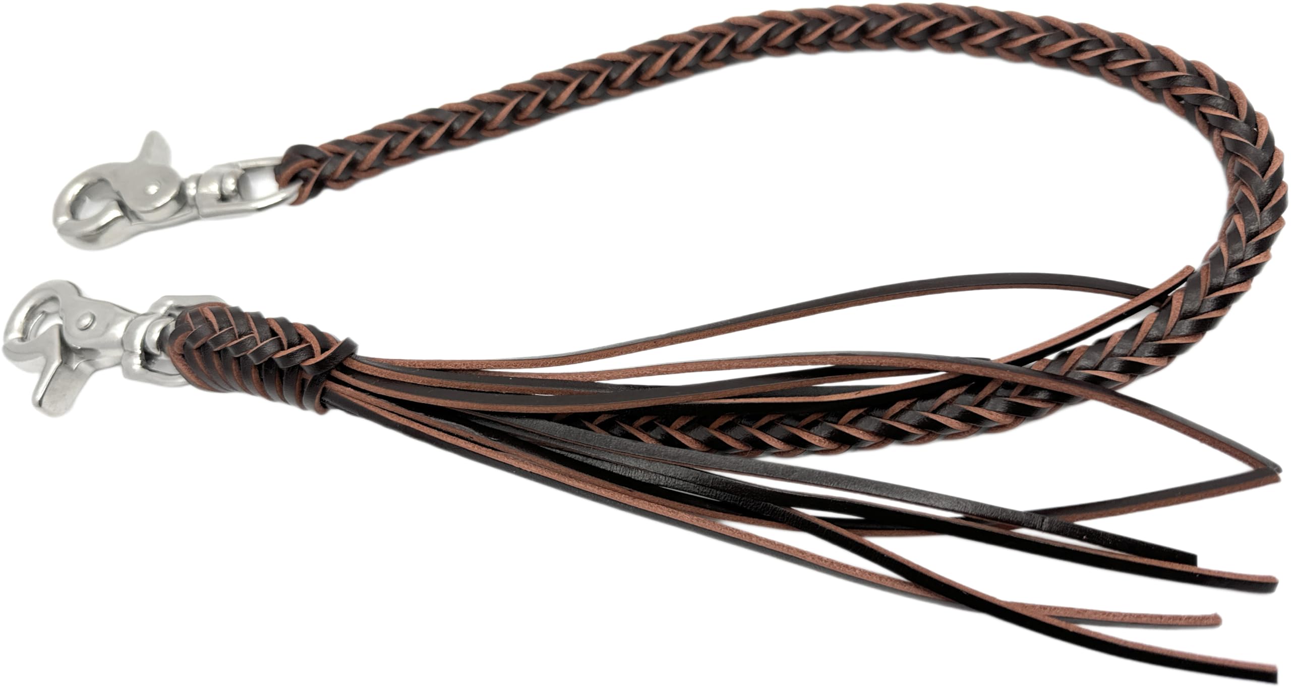 Braided Genuine Leather Wallet Chain with 316 Stainless Steel Swivel Trigger Snaps - Brown | Secure & Stylish Accessory for Men's Wallets, Keys & Everyday Carry (EDC) | Perfect for Bikers, Travelers & Outdoor Enthusiasts