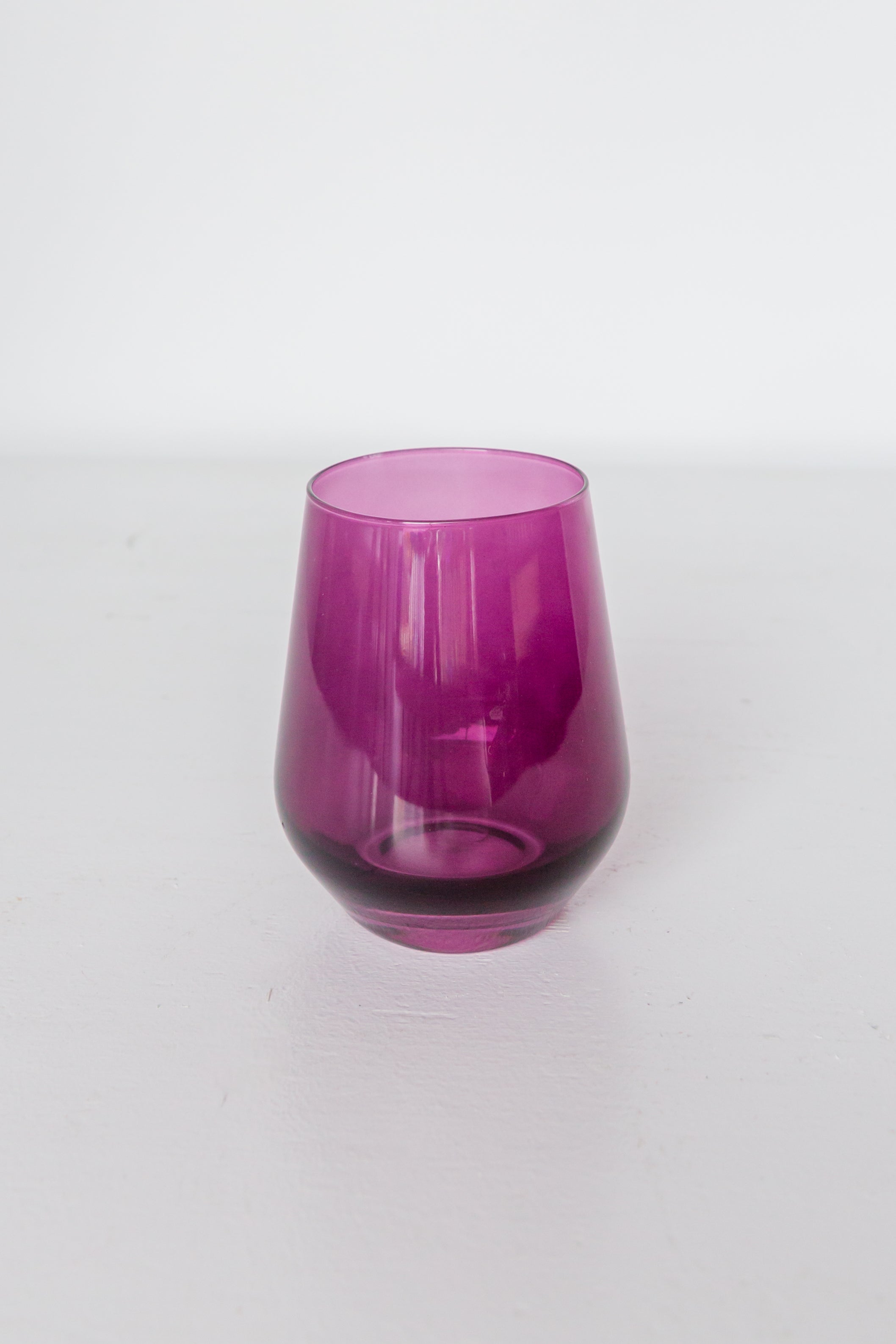 Estelle Colored Stemless Wine Glasses Set of 2 - Amethyst Purple for Dinner Parties & Romantic Evenings
