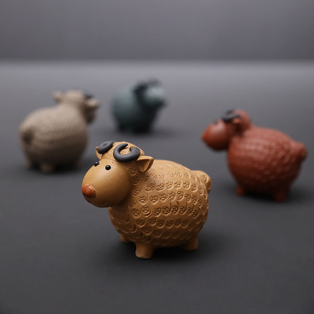 Authentic Yixing Clay Sheep Tea Pet - Handcrafted Chinese Tea Companion for Tea Ceremony & Meditation - Perfect Gift for Tea Lovers