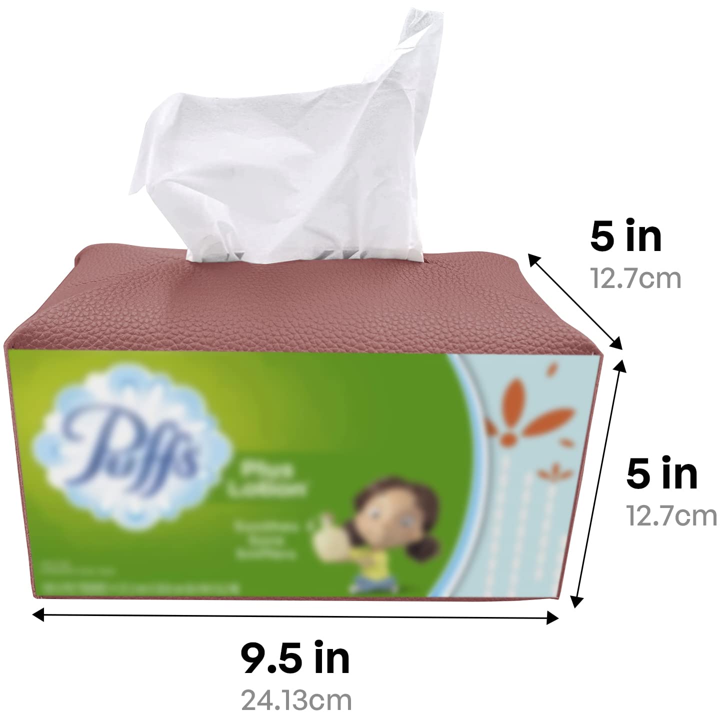 Carrotez PU Leather Tissue Box Cover - Modern Rectangular Tissue Holder for Bathroom, Office Desk & Nightstand (9.5
