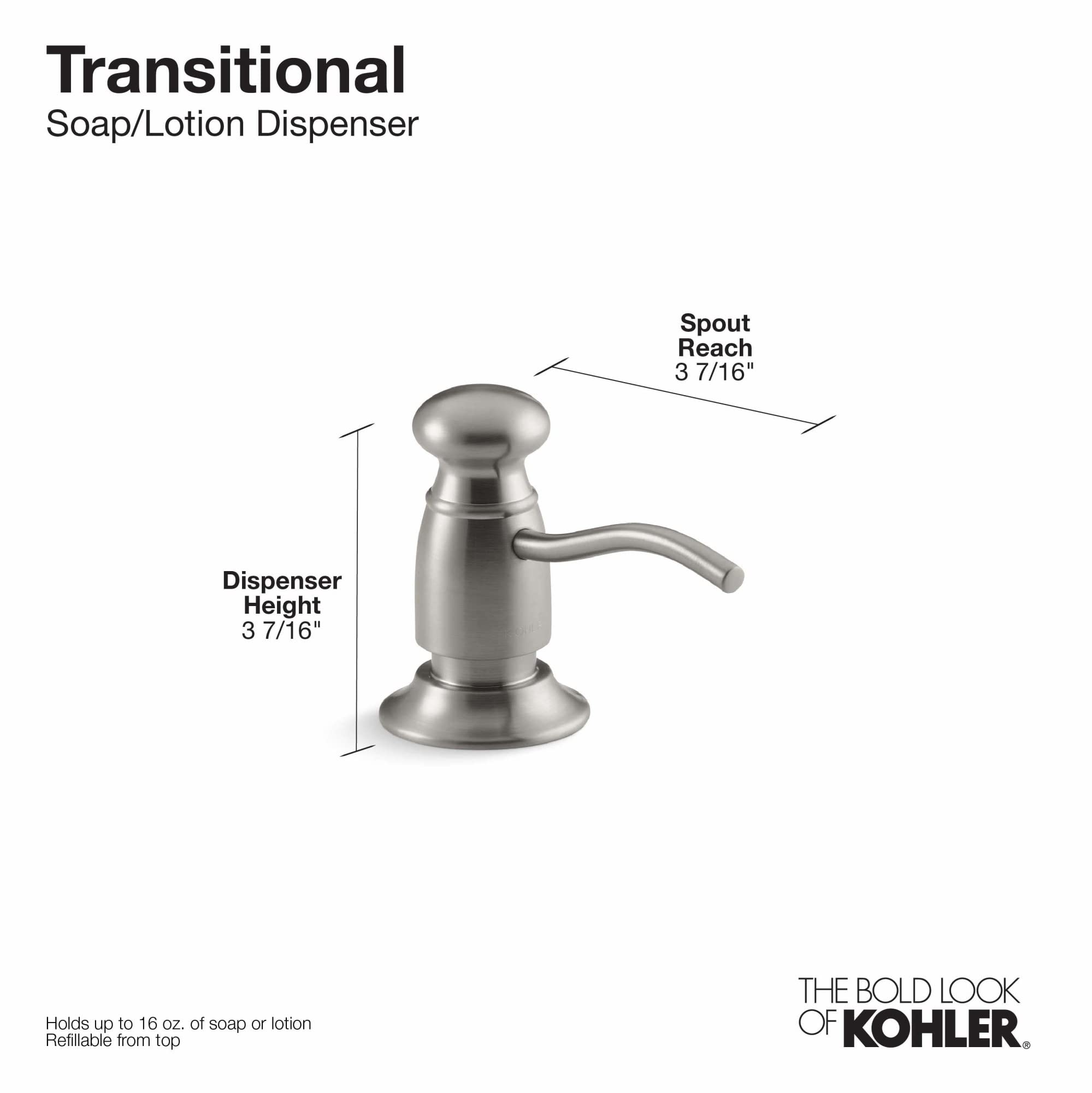 KOHLER Touchless Kitchen Sink Soap Dispenser - Automatic Liquid Soap & Lotion Dispenser for Bathroom & Kitchen | Modern Hands-Free Design for Hygiene & Convenience
