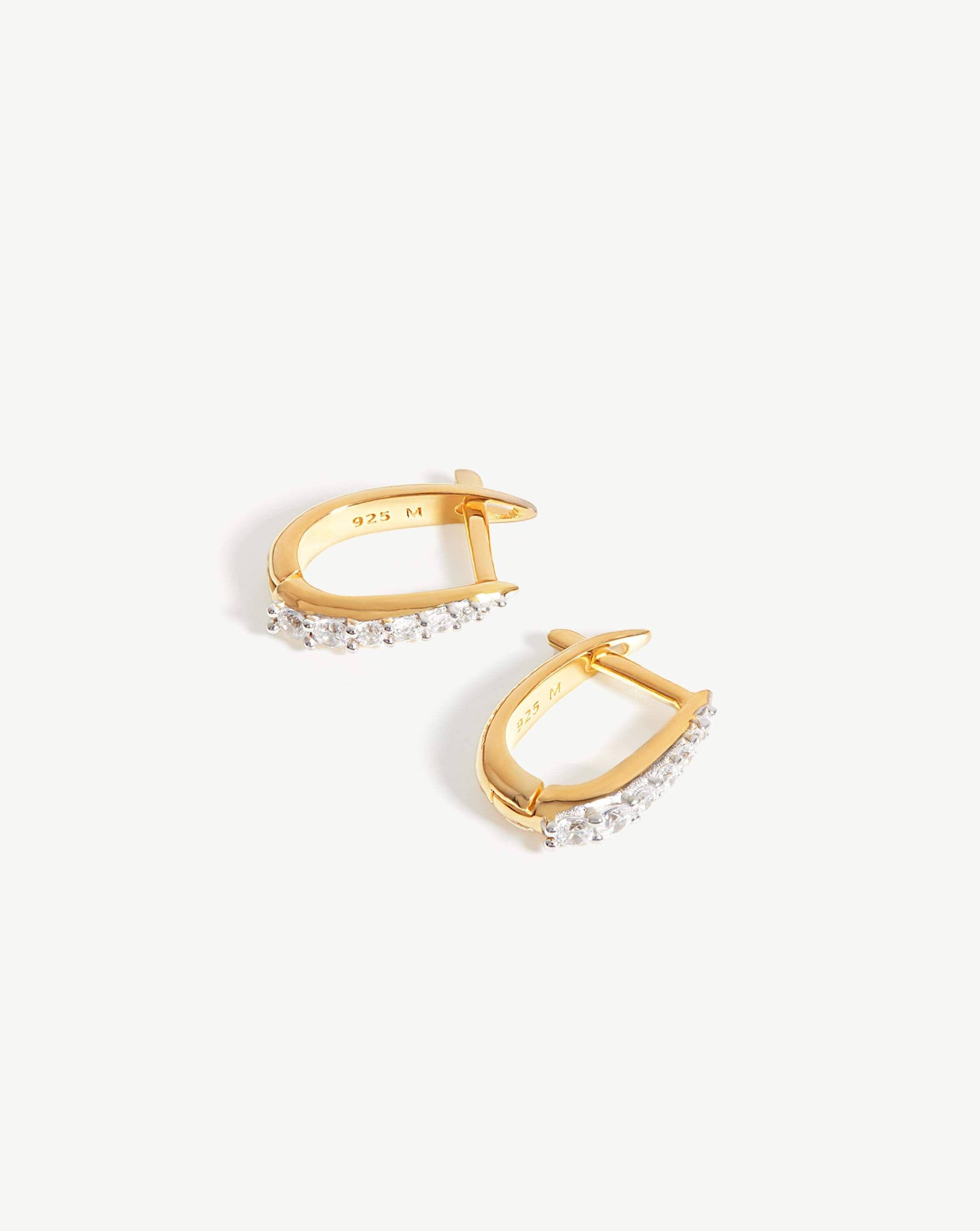 18k Gold Vermeil Claw Huggies with Pavé - Elegant Hoop Earrings for Women, Perfect for Parties, Weddings & Everyday Wear