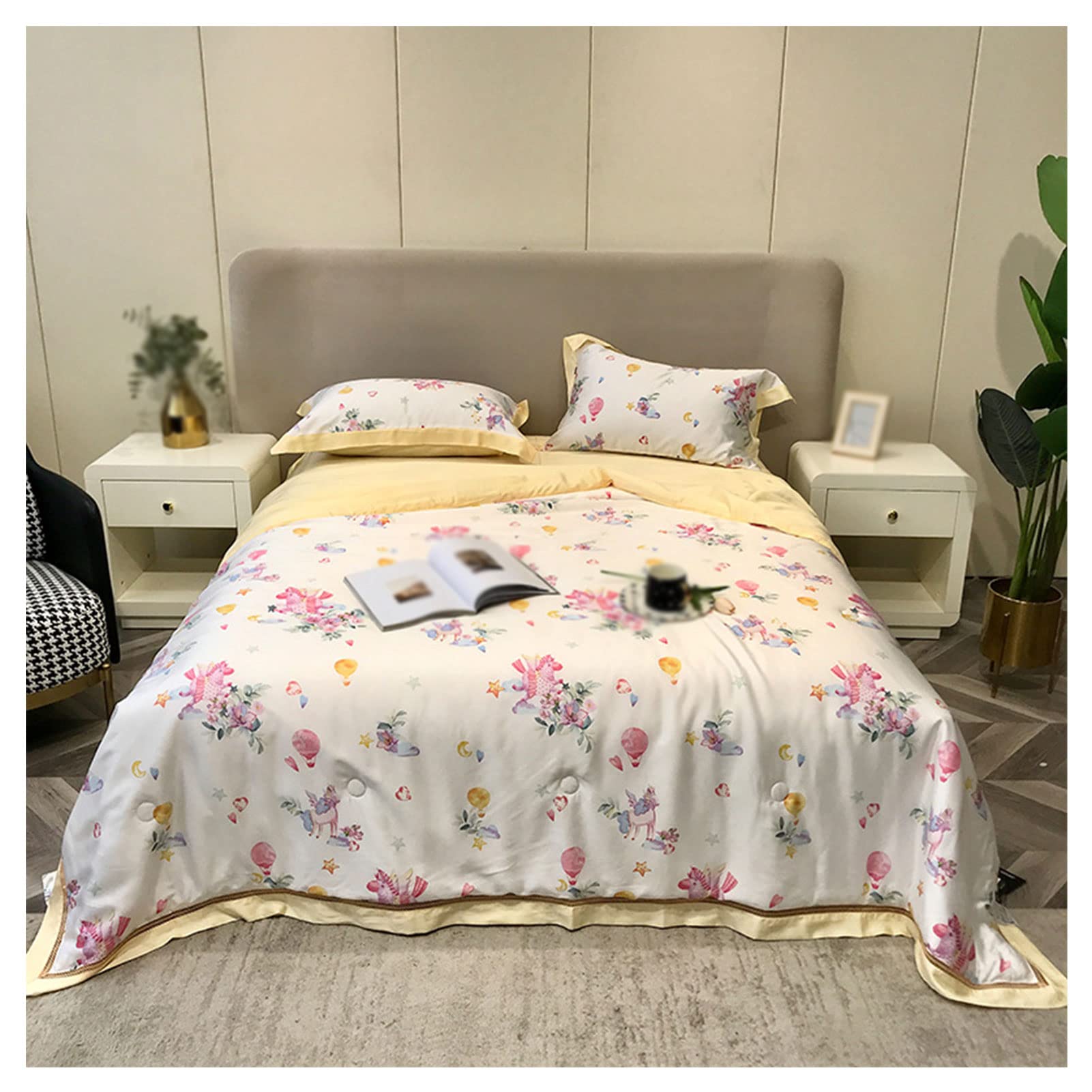 4-Piece Summer Cooling Quilt Set - Ice Silk & Washed Tencel Air Conditioning Bedding for Home Decor (200x230cm) - Perfect for Hot Weather, Guest Rooms & Summer Nights
