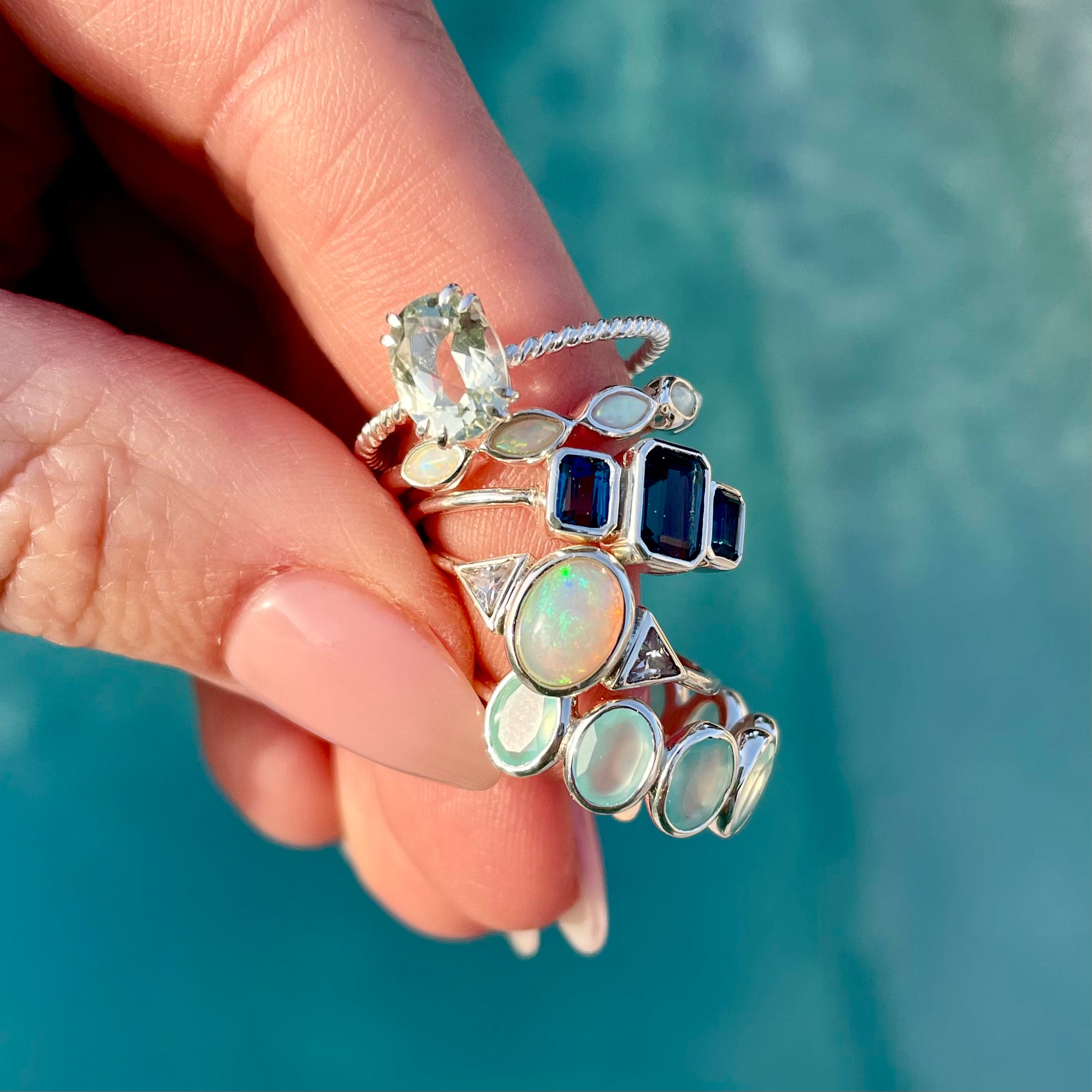 Lucia Green Amethyst Twisted Band Ring for Women - Elegant Bohemian Style Adjustable Statement Jewelry - Perfect for Weddings, Parties & Everyday Wear