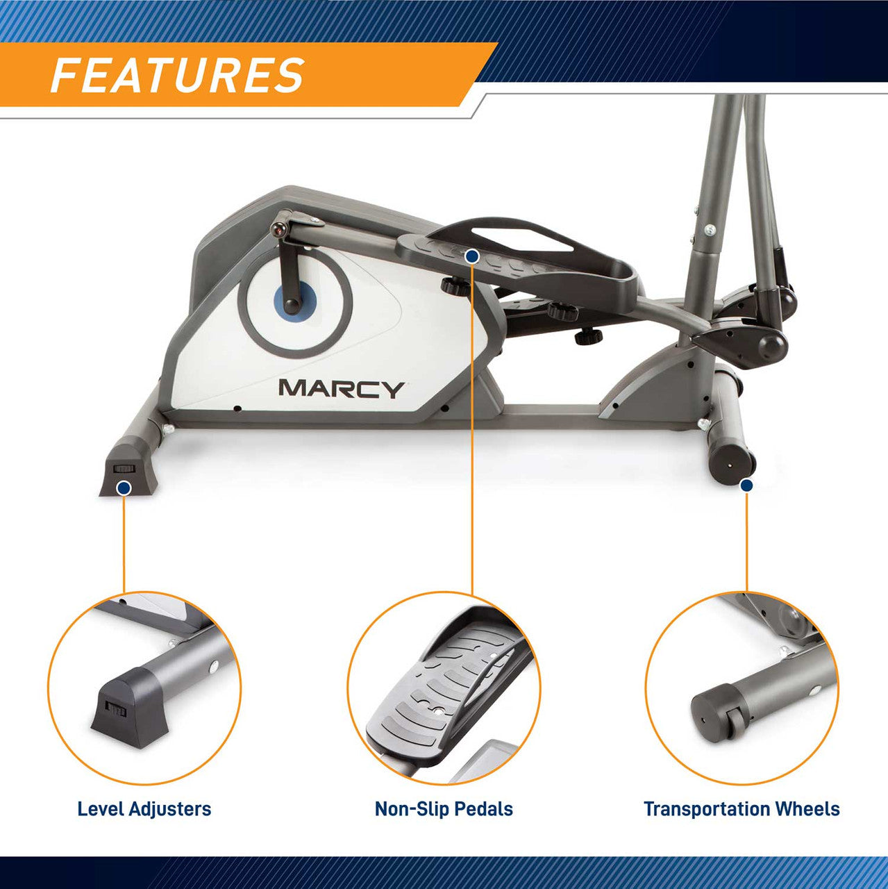 Marcy NS 40501E Elliptical Machine - Low Impact Cardio Trainer for Home Gym Workouts | Perfect for Weight Loss & Full Body Exercise