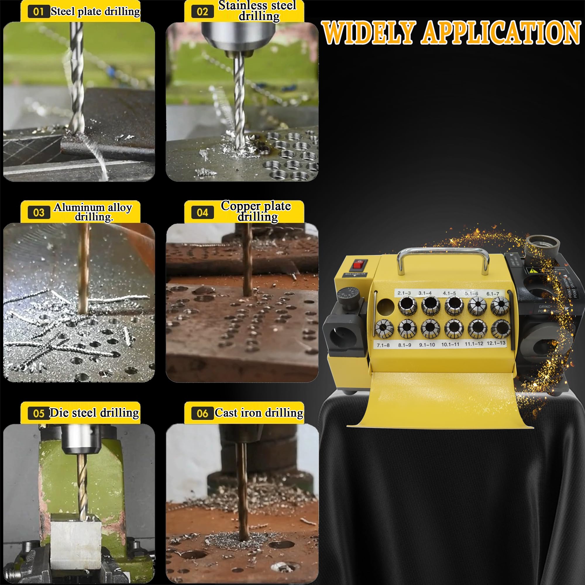 Industrial Drill Bit Grinding Machine & Sharpener for ф3-ф13mm Bits | 13D Angle Grinder | Perfect for Metalworking, Woodworking & DIY Projects