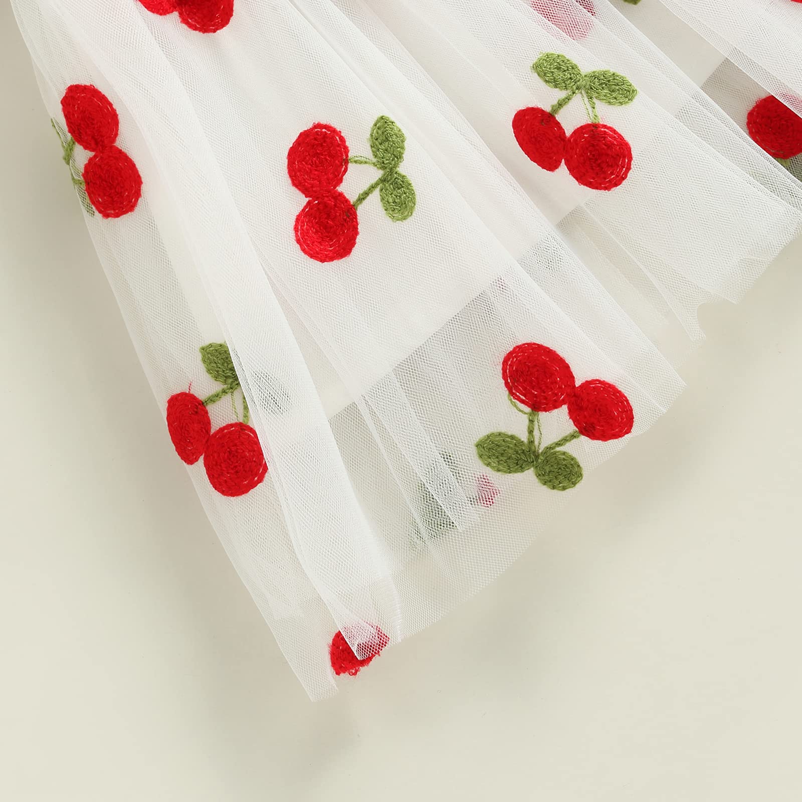 Infant Toddler Baby Girl Summer Dress - Sleeveless Floral Fruit Embroidery Casual Mesh Tutu Puff Dress for Playdates, Beach Outings & Birthday Parties