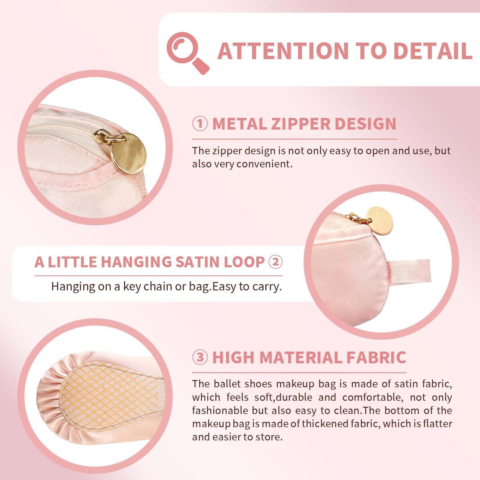 WKLOUYHE Ballet Shoe Makeup Bag - Pink Mini Dance Slipper Pouch for Dancers | Perfect Gift for Ballerinas, Dance Students & Girls | Great for Dance Classes, Travel & Cosmetics Storage