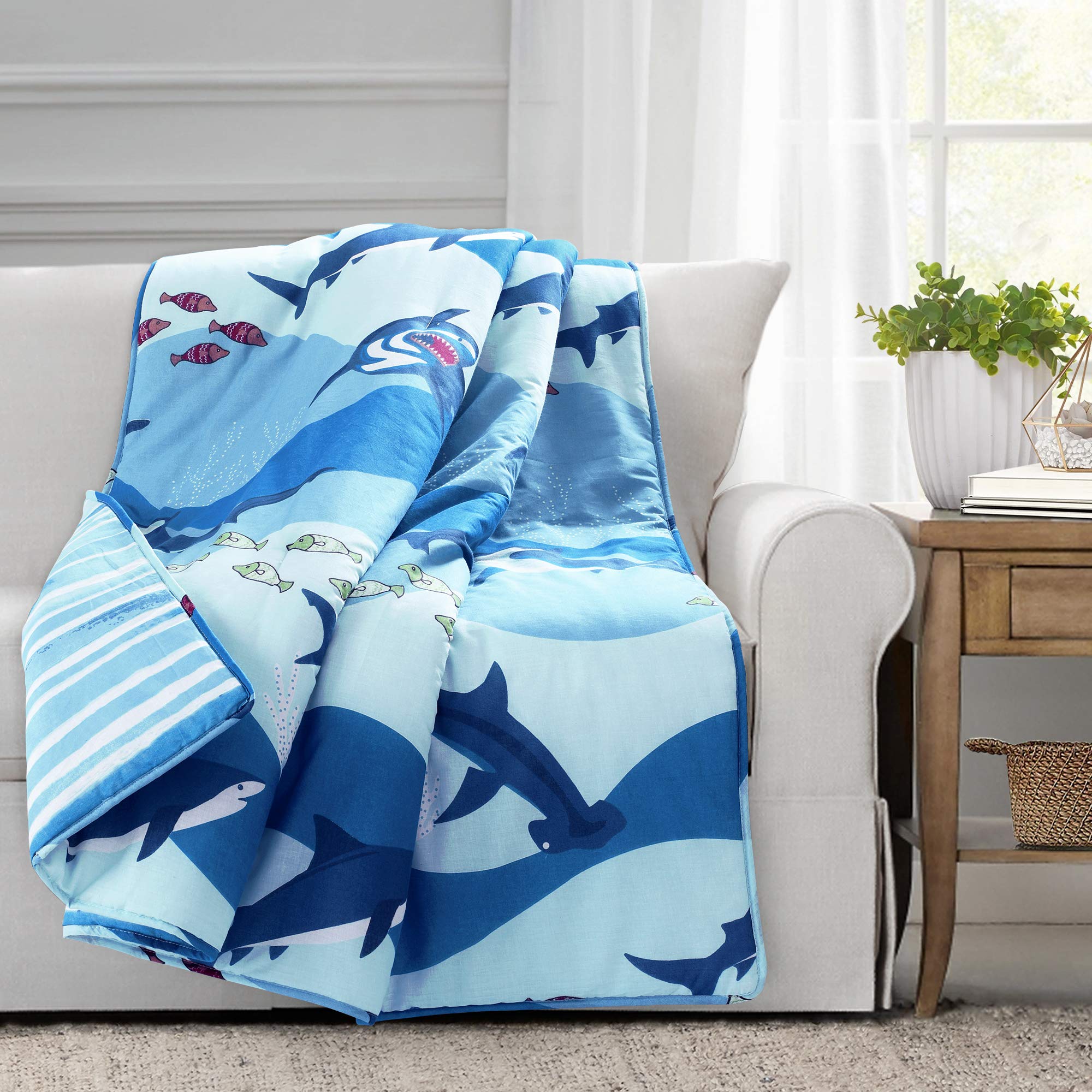 Blue Shark Throw Blanket 50x60 - Soft Fleece for Bed & Sofa