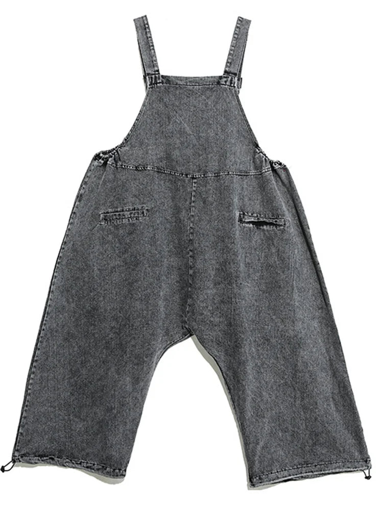 Women's Black Patchwork Dual Pocket Jumpsuit - Square Collar Sleeveless Wide Leg Romper | Casual Summer Outfit, Beach Cover-Up, Streetwear Fashion