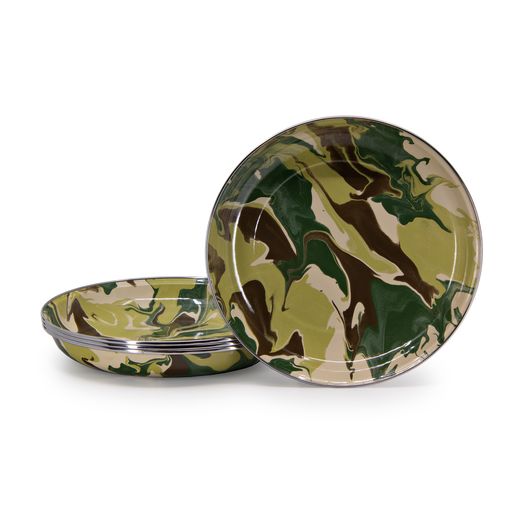 Camouflage Pattern Pasta Plates - Set of 4, 10-Inch Dinner Plates for Camping, Hunting & Outdoor Dining - Durable Melamine Dishware