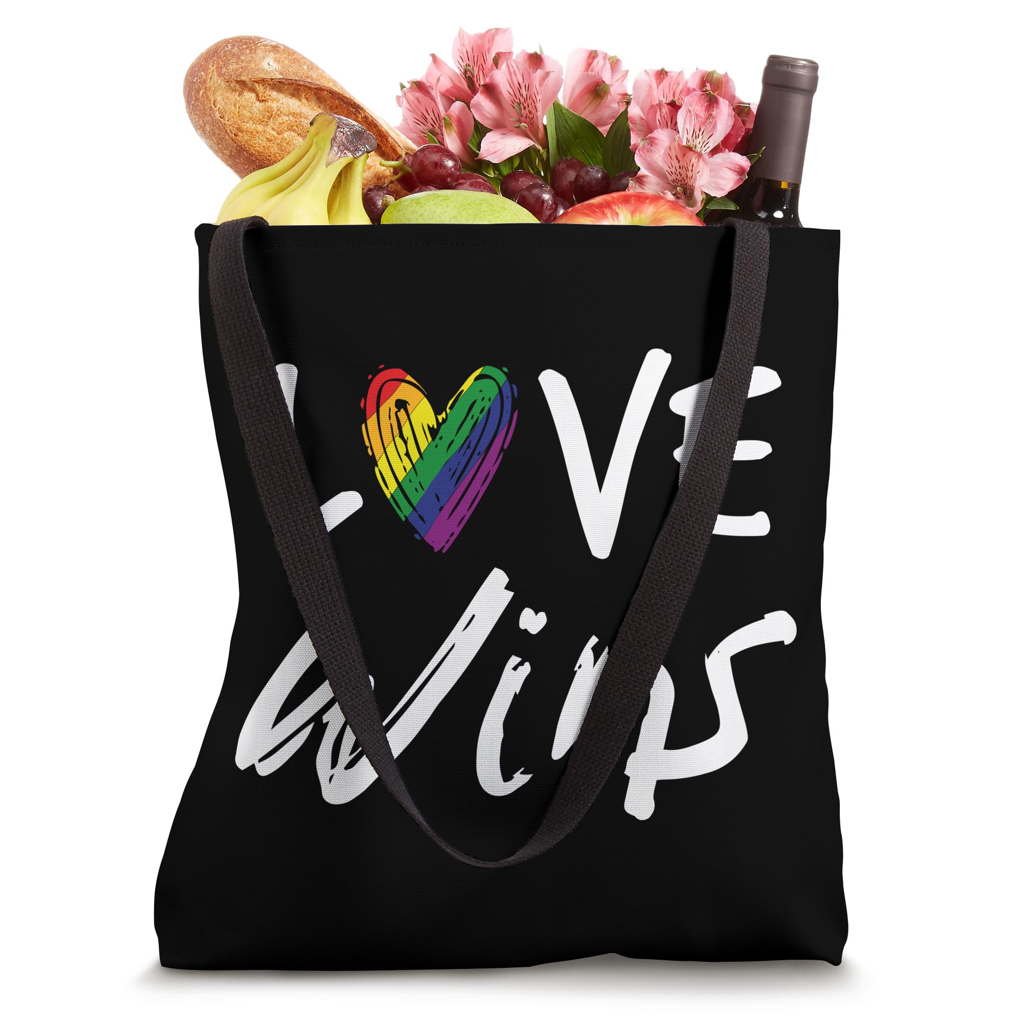 Love Wins Tote Bag - LGBTQ Pride Reusable Shopping Bag for Groceries, Beach & Work | Durable Cotton Canvas Carryall for Everyday Use, Pride Parades & Supportive Fashion