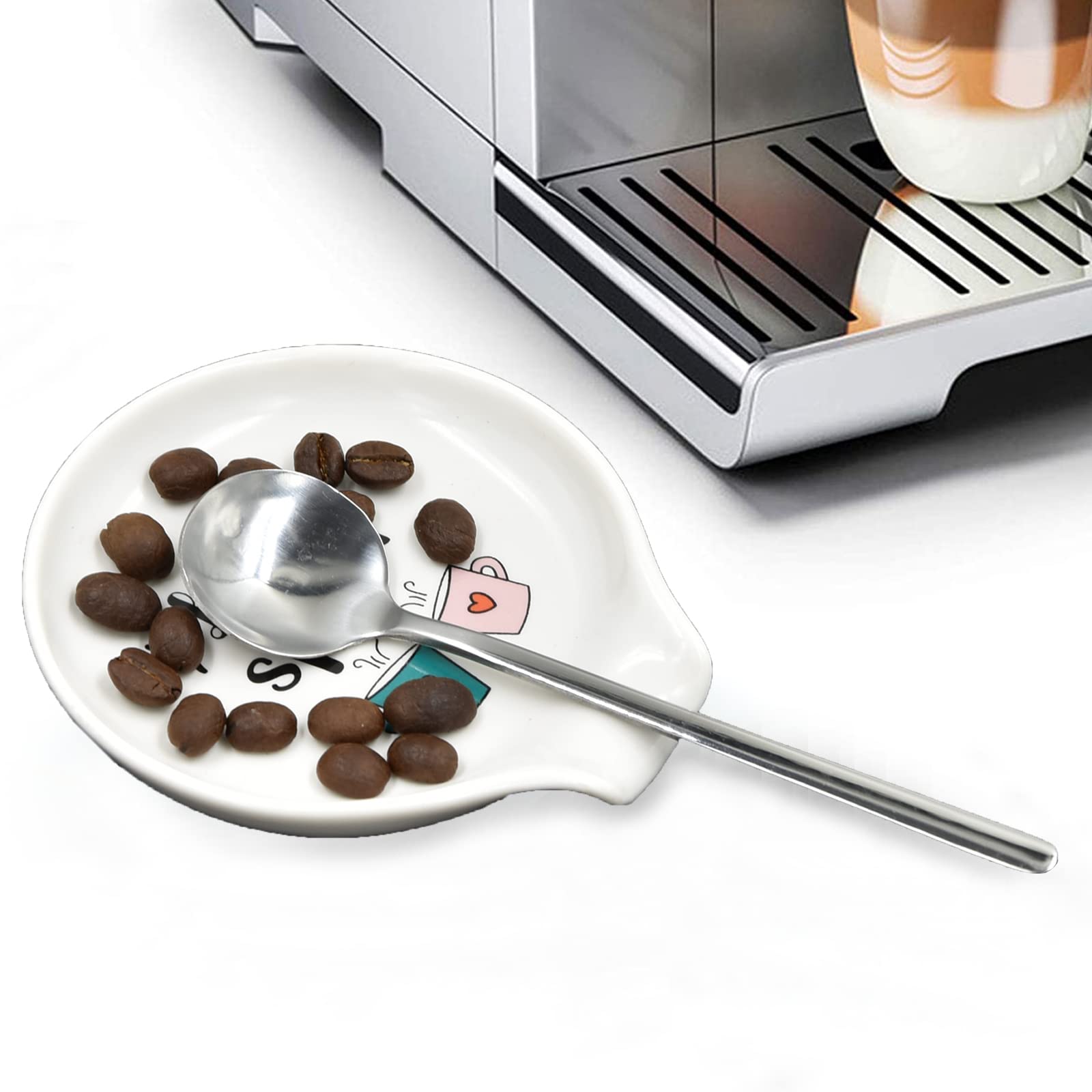 Ceramic Spoon Rest - Small Spoon Holder for Coffee & Tea Station, Bar Accessories, Kitchen Decor - Perfect for Coffee Shops, Home Kitchens & Dining Tables