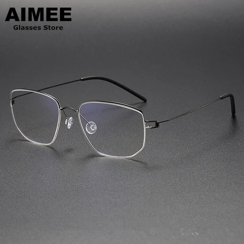 Aimee Women's Full Rim Square Screwless Titanium Eyeglasses Frame 13317 - Lightweight & Durable Eyewear for Work, Reading & Everyday Fashion