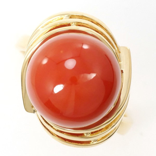 18K Yellow Gold Coral Ring for Women - Elegant Handmade Jewelry Gift for Her - Perfect for Weddings, Anniversaries & Special Occasions