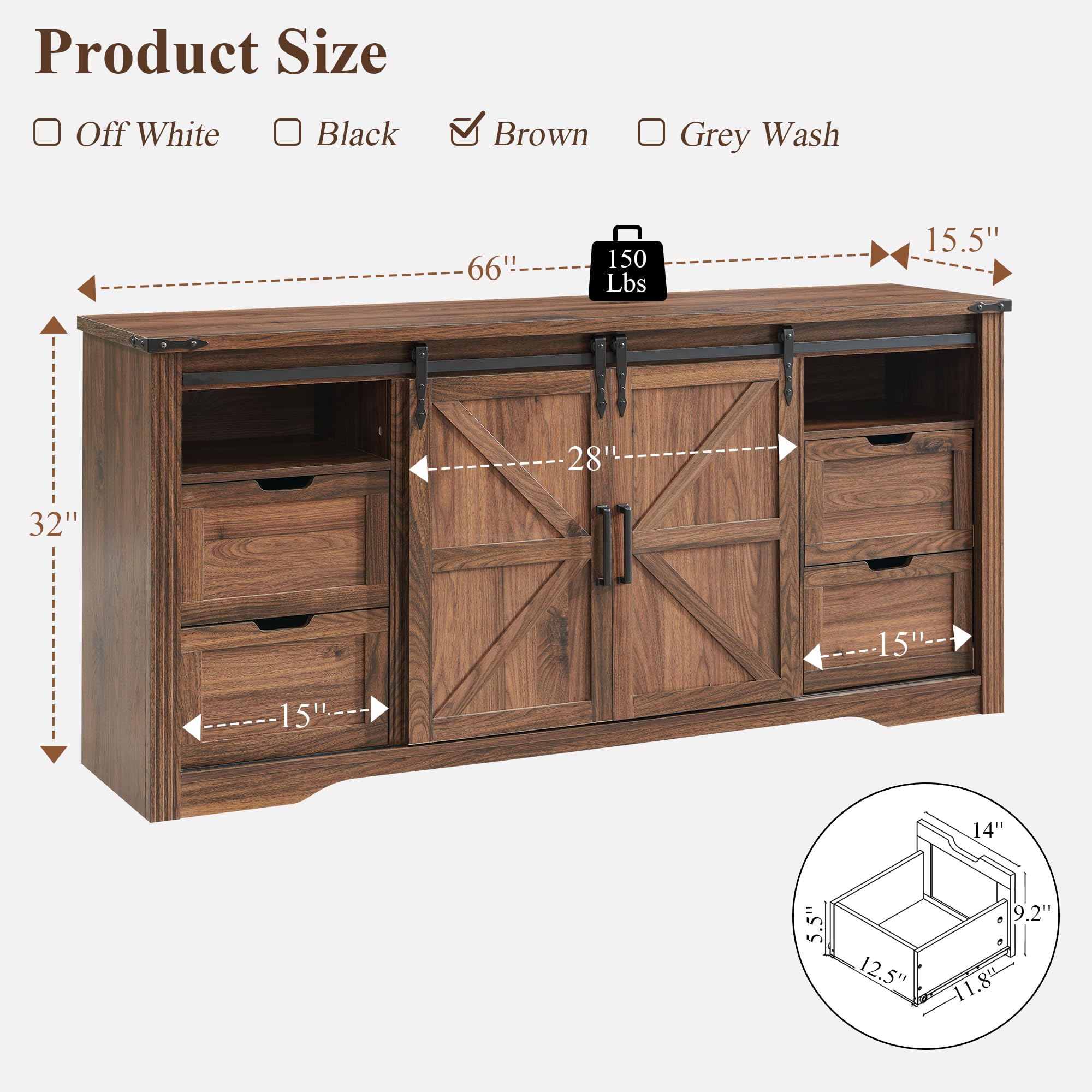 Rustic Farmhouse TV Stand for 75+ Inch TVs - 32