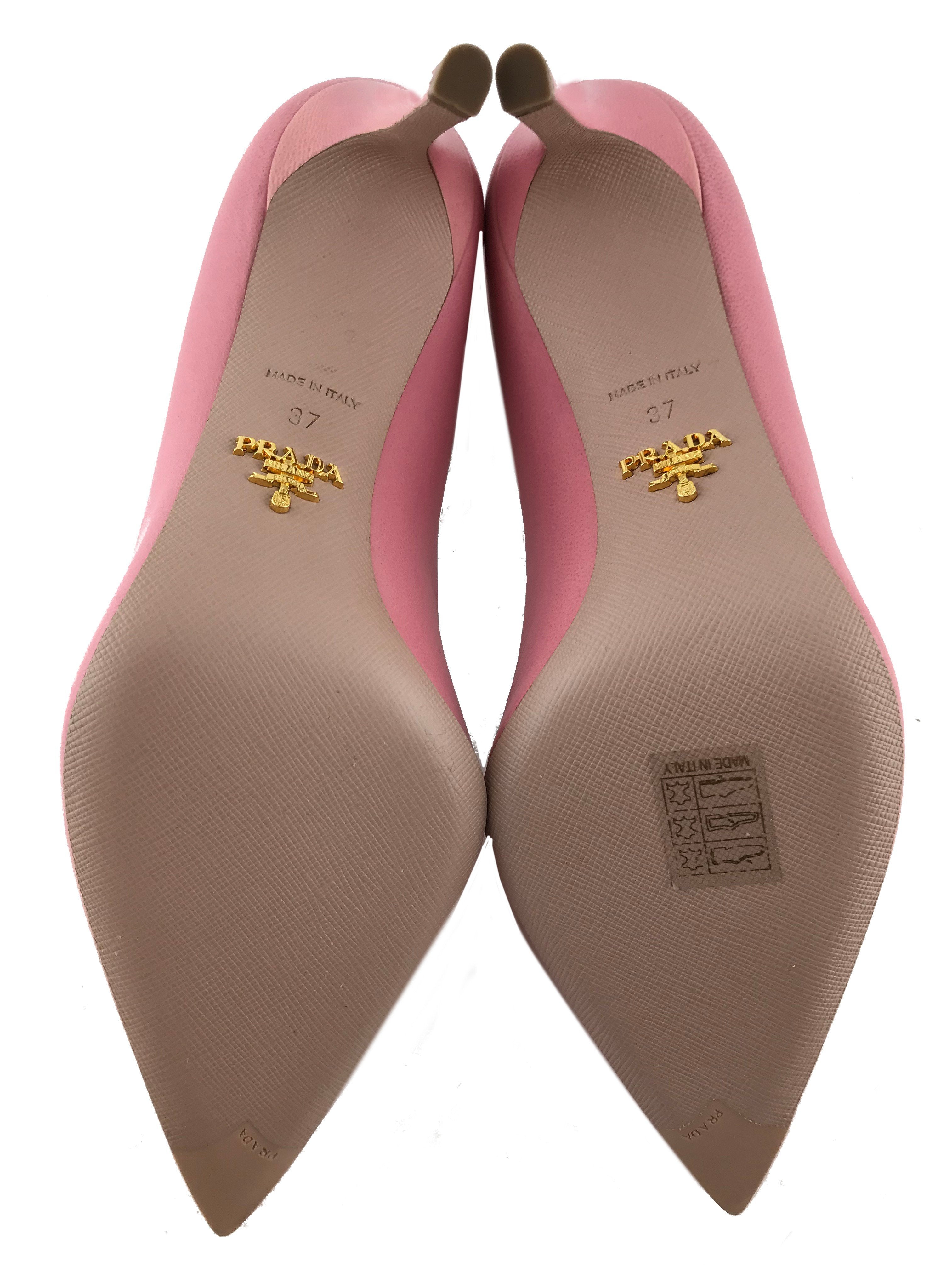 Prada Leather Classic Point Toe Pump Women's Shoes Size 7.5 US - Elegant High Heels for Office, Party & Special Occasions