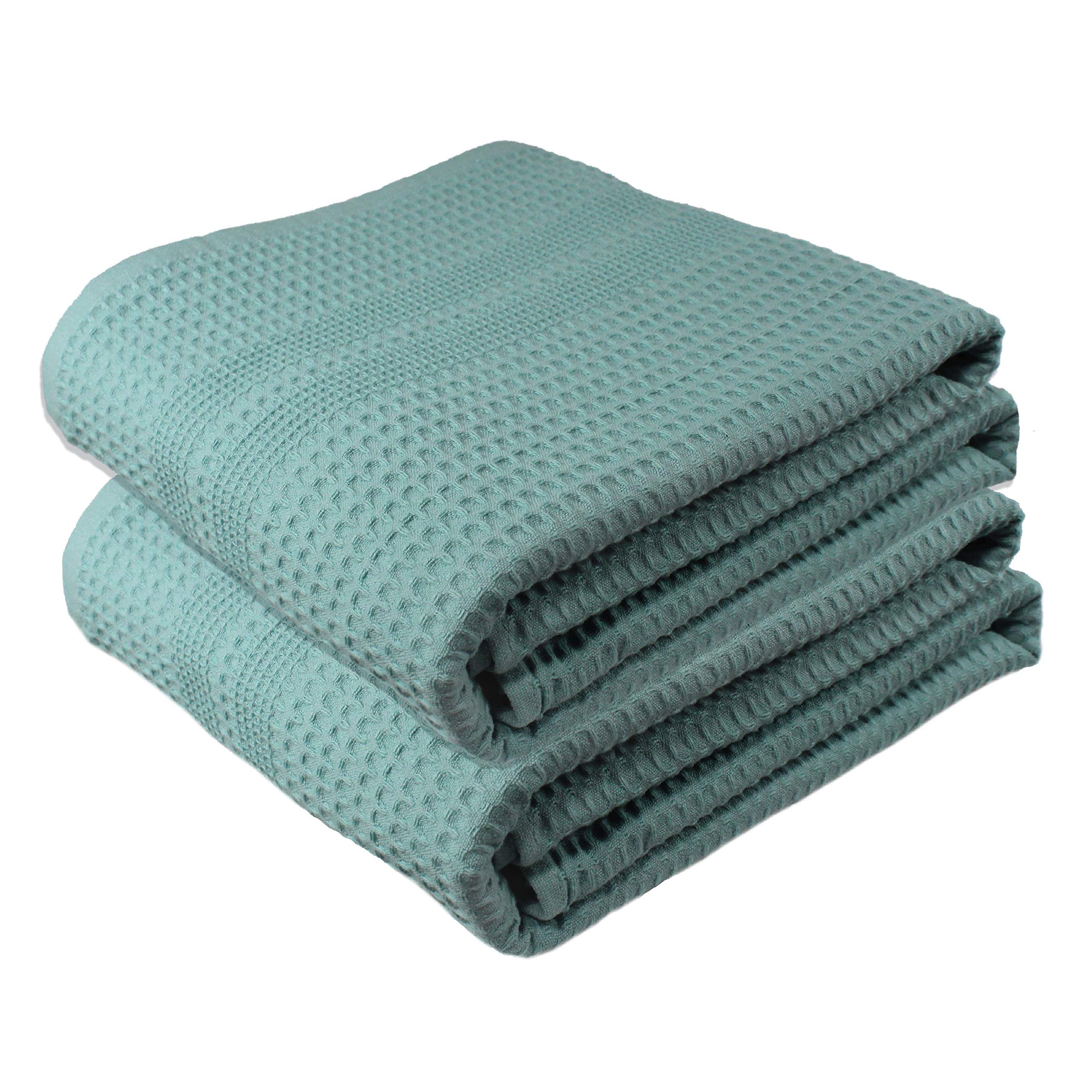 GILDEN TREE Oversized Bath Towels 40x80 Inches - 2 Pack Quick Dry Waffle Weave Bath Sheets for Adults | Ultra Absorbent & Lightweight | Perfect for Spa, Beach & Luxury Bathrooms (Seafoam Green)