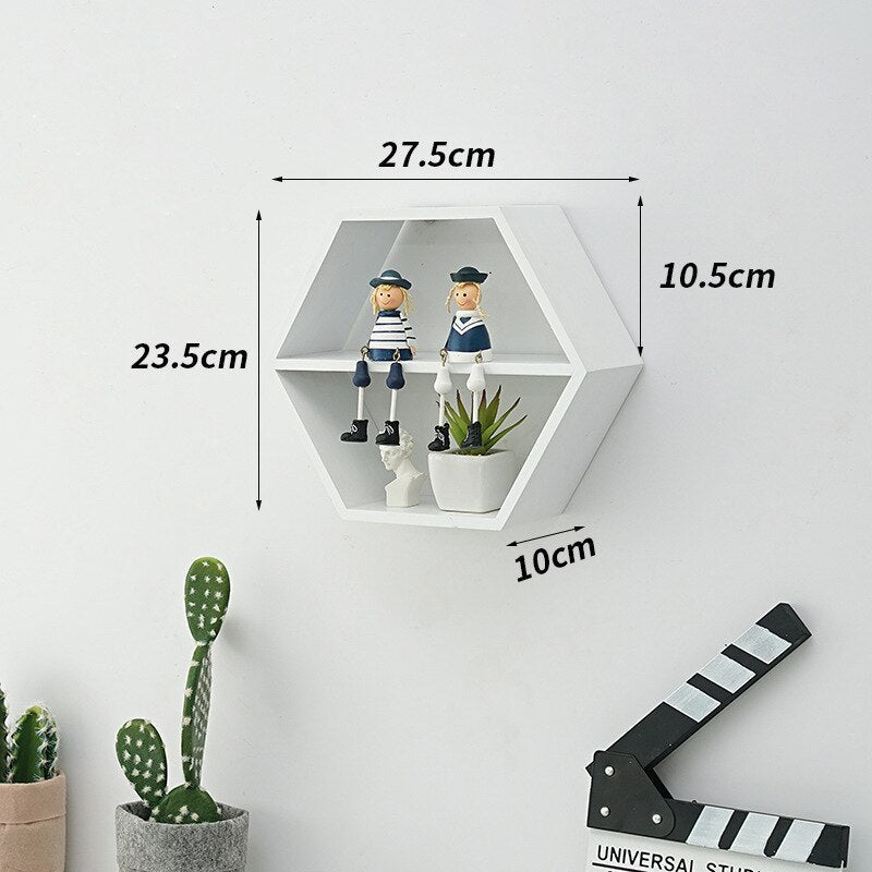 Hexagon Wood Wall Shelf - Modern Geometric Floating Shelves for Home Decor, Bathroom, Bedroom & Living Room Storage | Stylish & Space-Saving Organizer