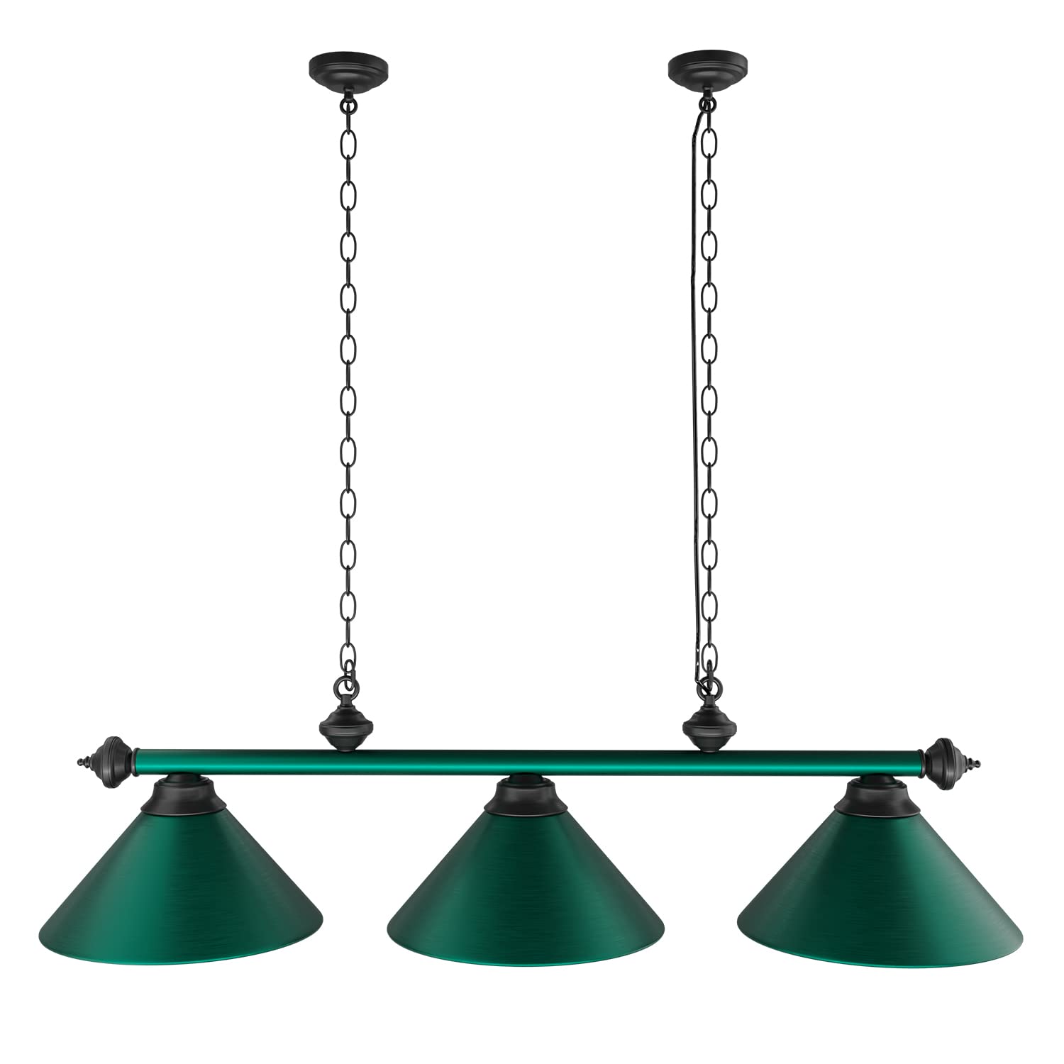 Premium GSE Pool Table Light - 3 Metal Shade Hanging Billiards Lighting for 7ft & 8ft Tables - Perfect for Game Rooms, Bars, Restaurants & Coffee Shops (Dark Green) - Enhance Your Billiards Experience with Professional Lighting