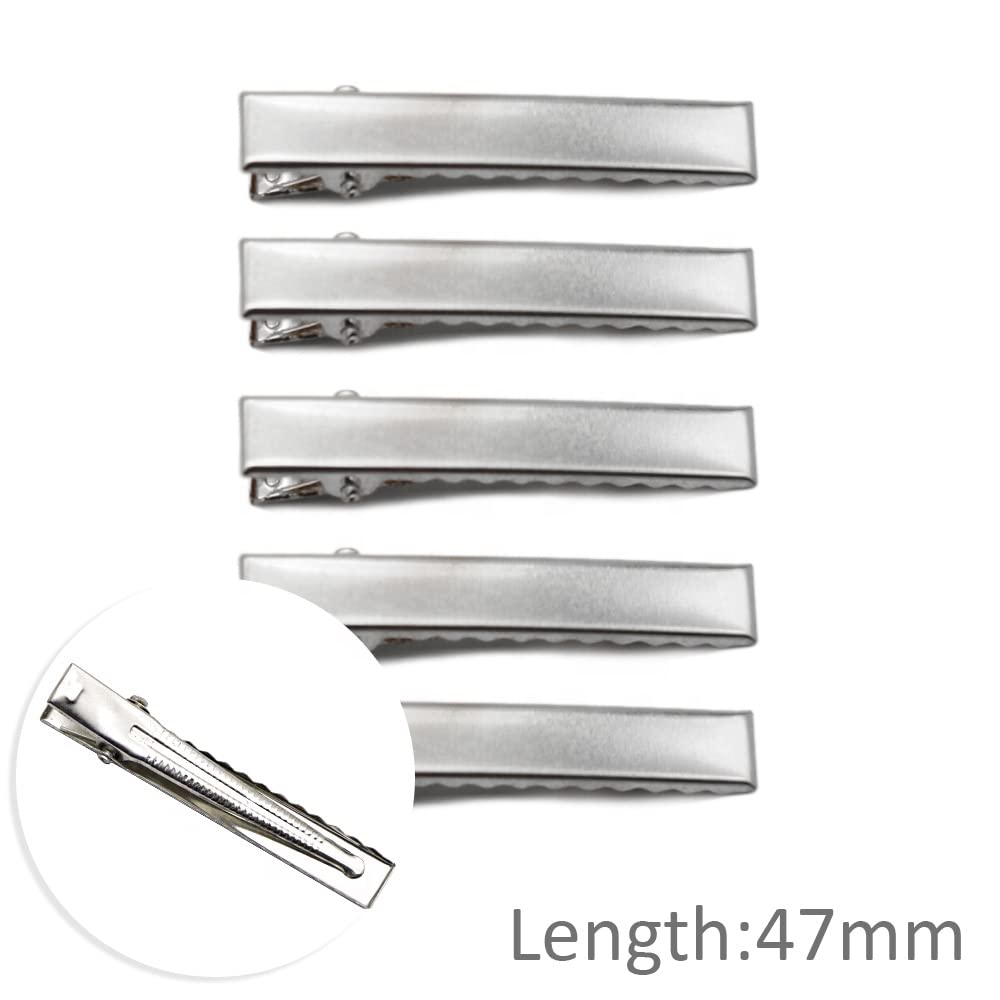 50Pcs Silver Alloy Steel Hair Clips with Rose Petals Design - 47mm Alligator Clips for Women, Girls, Bridal, Wedding, Party Hairstyling Accessories