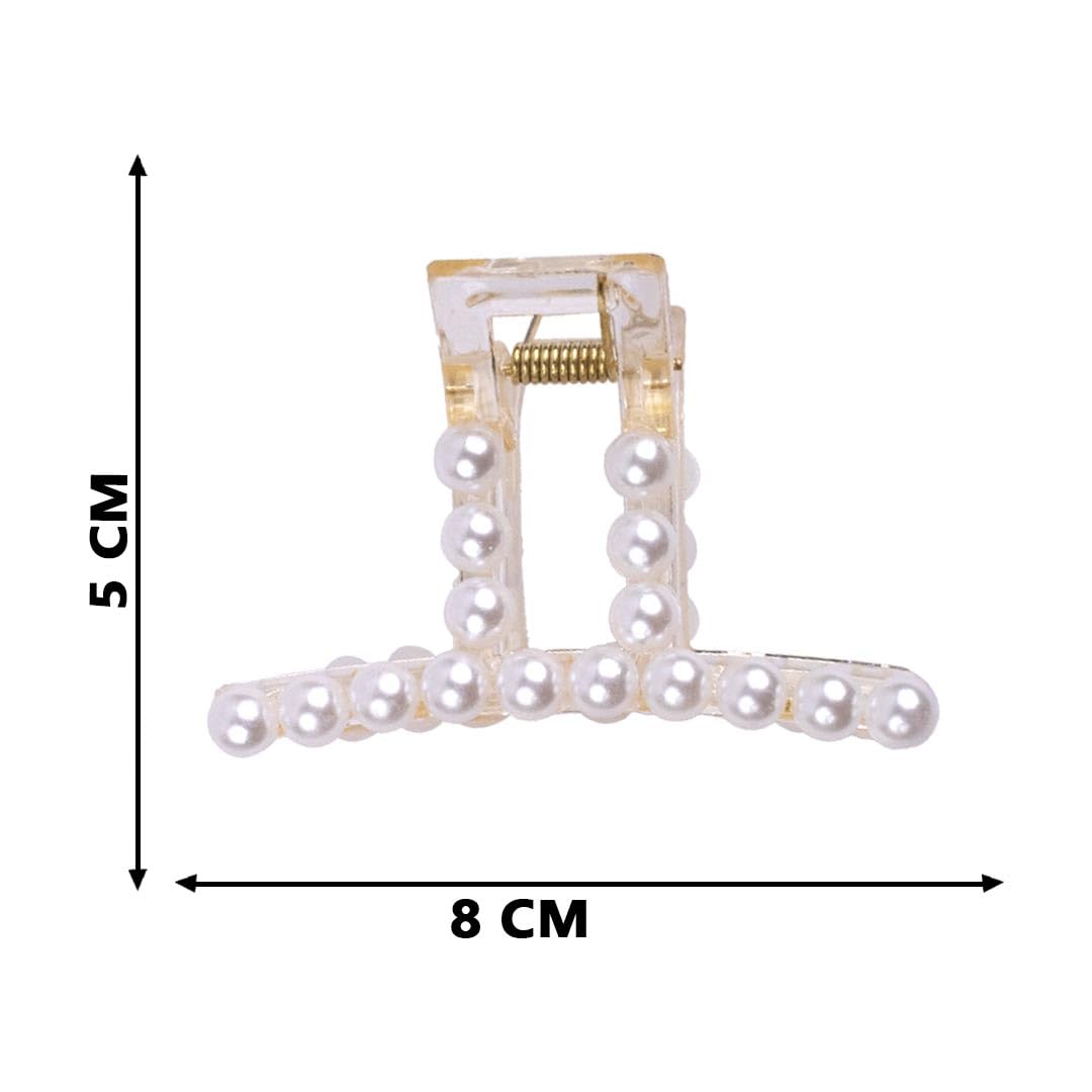 Large Pearl Hair Claw Clips for Thick Hair - Non-Slip Hair Styling Barrettes & Jaw Clips - Elegant Hair Accessories for Women & Girls (3-Pack) - Perfect for Weddings, Parties & Everyday Wear