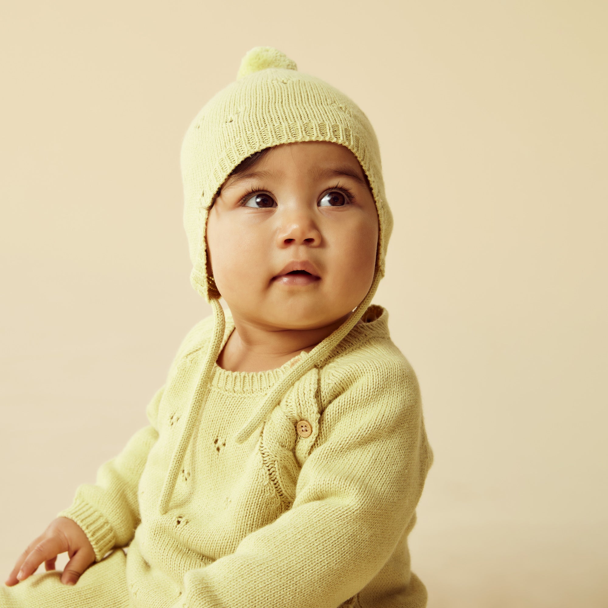Endure Knitted Pointelle Bonnet for Babies - Soft Cotton Newborn Beanie Hat for Girls & Boys - Perfect for Winter, Photoshoots, and Gift Giving