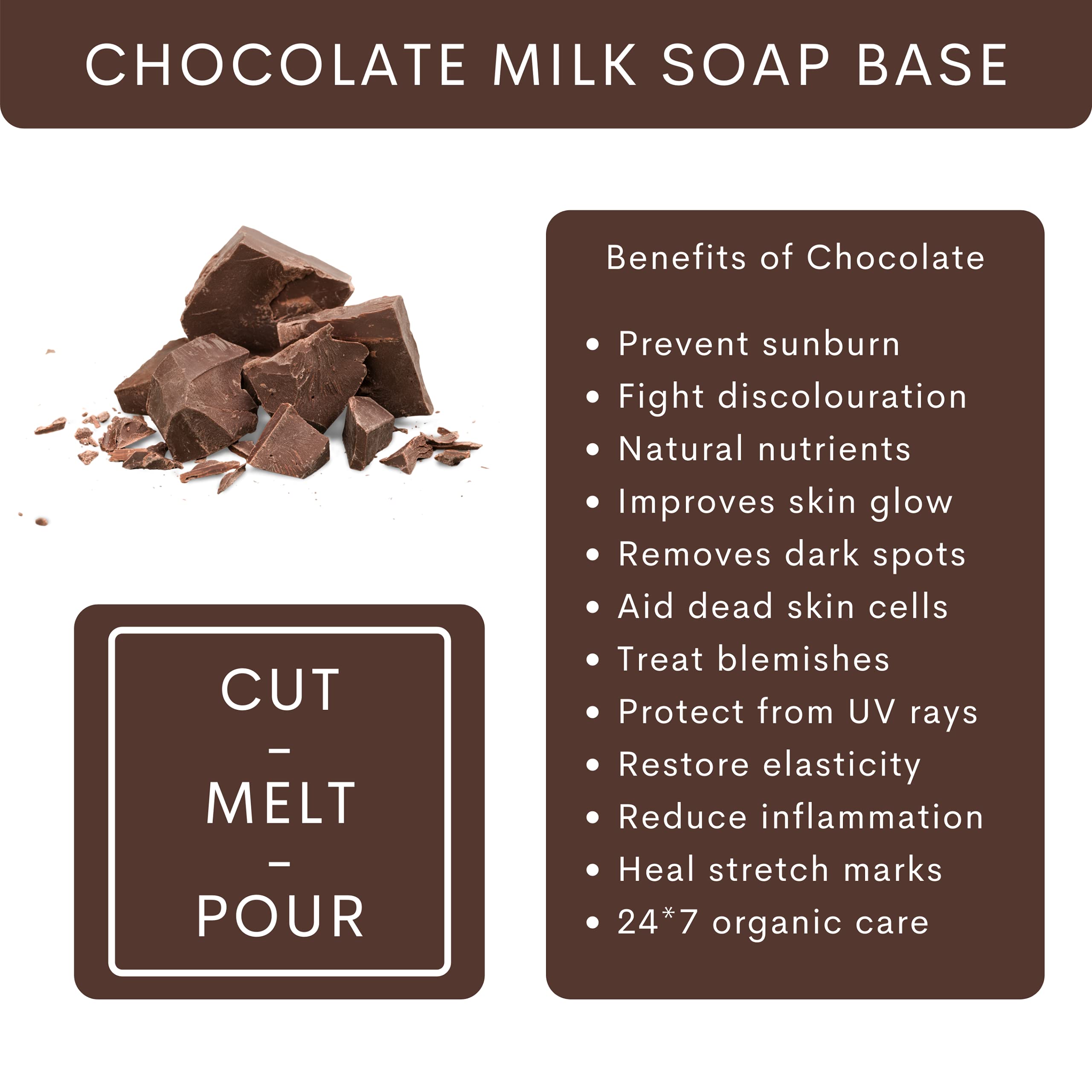 VEDANUM Natural Chocolate Cocoa Butter Melt & Pour Soap Base - Sulfate & Paraben Free, 500g for DIY Soap Making | Moisturizing Handmade Soap for Spa, Gifts & Home Use