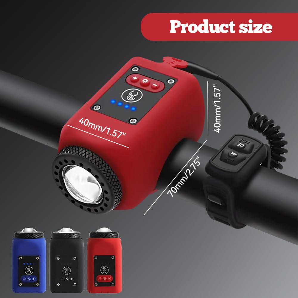2024 Waterproof IPX5 Mountain Bike Electronic Horn Bell - 110dB Loud USB Rechargeable Bicycle Speaker with LED Flashlight | Night Cycling Safety Accessories for Adults | Perfect for Trail Riding, Commuting & Urban Cycling