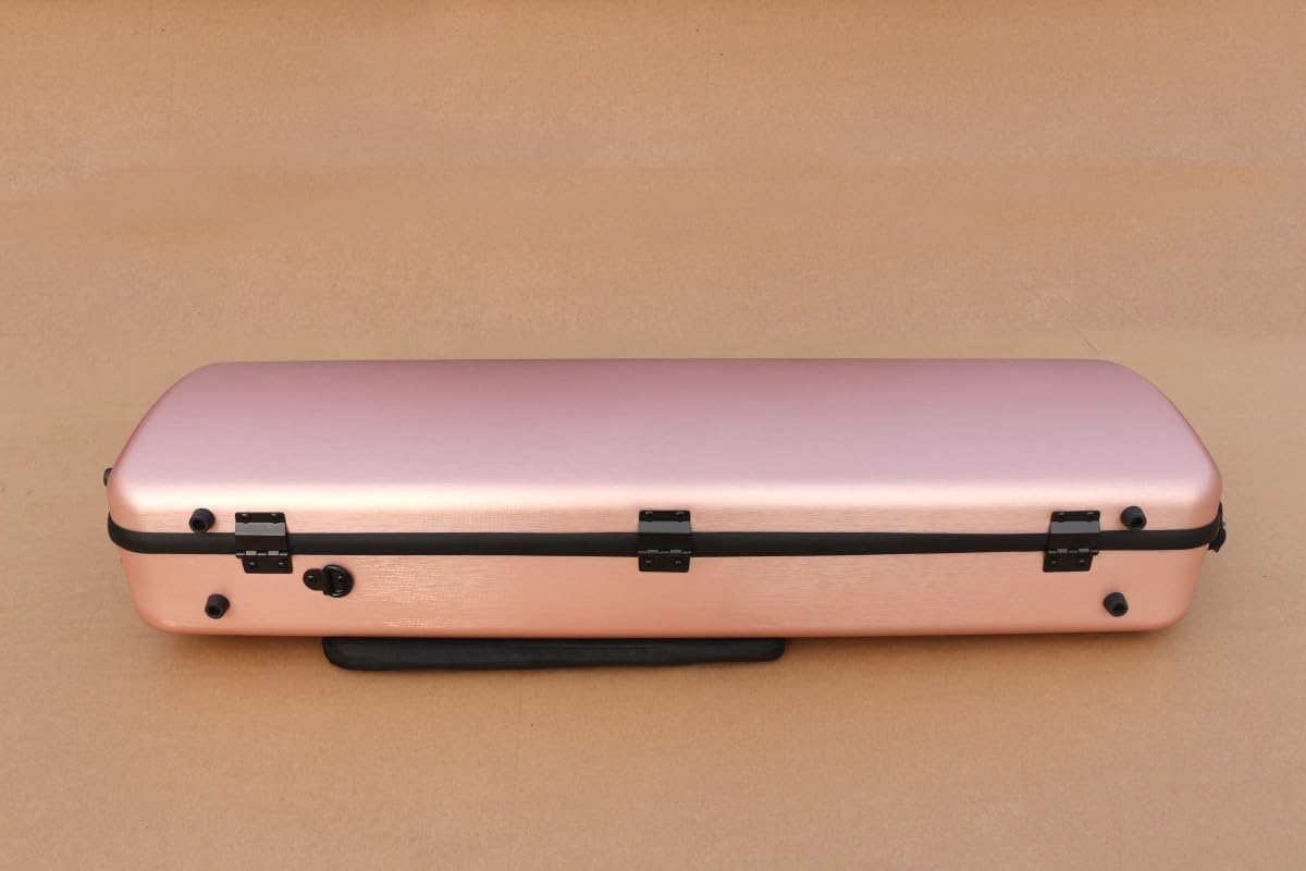 Premium 4/4 Full Size Violin Case - Carbon Fiber Hard Shell with Durable Handles & Backpack Straps - Internal Storage & Music Sheet Pocket (Rose Gold, Combination Lock) - Perfect for Professional Musicians, Students & Travel Performances