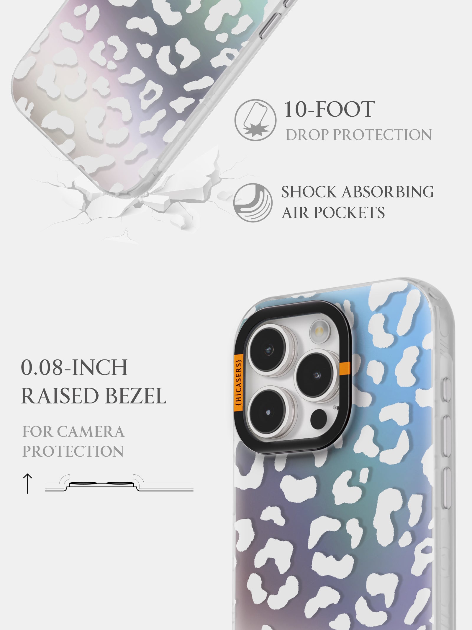 Leopard Print Iridescent Mirror Phone Case - Glitter Snow Design for iPhone & Samsung | Trendy Protective Cover for Women, Girls, Parties & Everyday Use