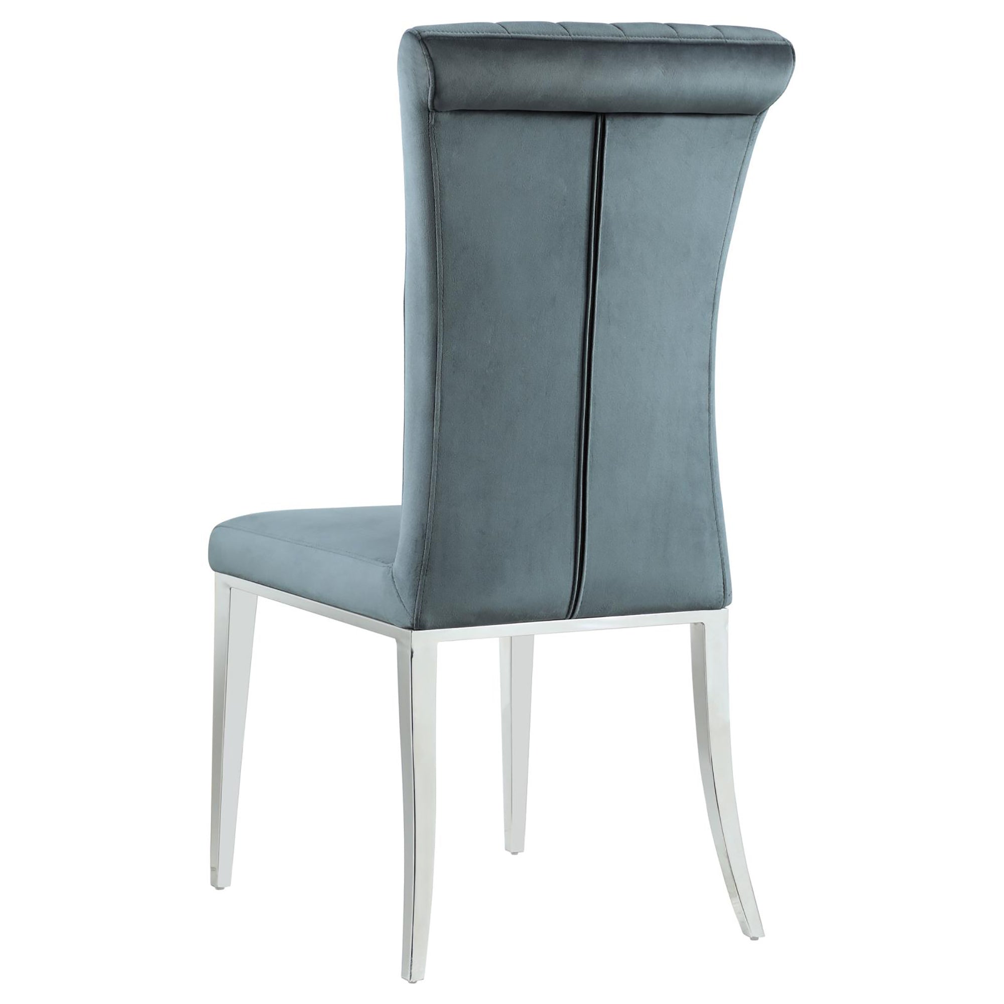 Dark Grey and Chrome Tufted Side Chairs (Set of 2) - Modern Dining Room Accent Chairs for Kitchen, Living Room or Office