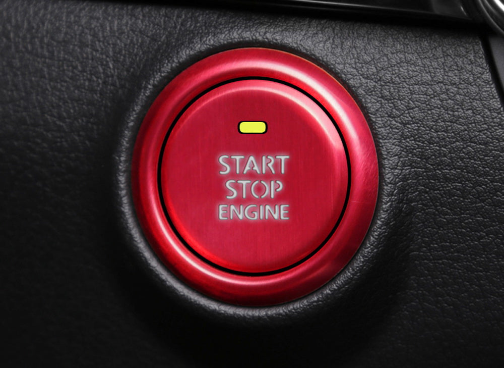 2PCS Red Keyless Engine Push Start Button & Surrounding Ring Compatible with 2019-2024 Mazda 3 - Easy Installation & Premium Upgrade for Interior Styling
