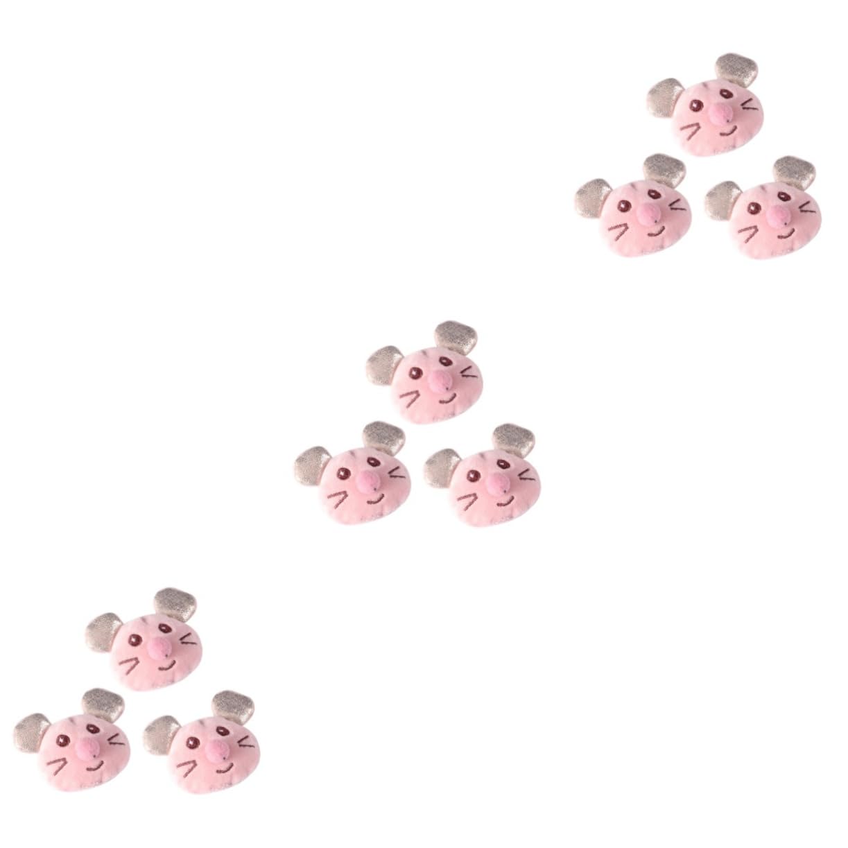 iplusmile 9 Pcs Pet Plush Chew Toys for Cats & Dogs - Interactive Kitten Teaser, Puppy Puzzle, Mouse Chew Toy for Dental Health - Soft Pink Short Plush Molar Toys for Teething, Boredom Relief & Playtime Fun