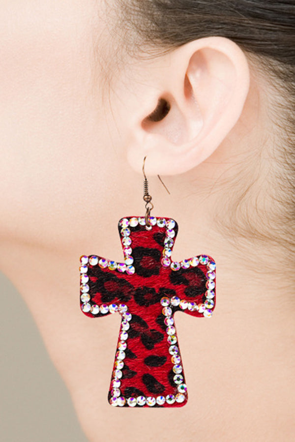 Exaggerated Cross Personality Leopard Print Earrings for Women - Trendy Gothic Punk Fashion Jewelry for Parties, Concerts & Unique Style Statements