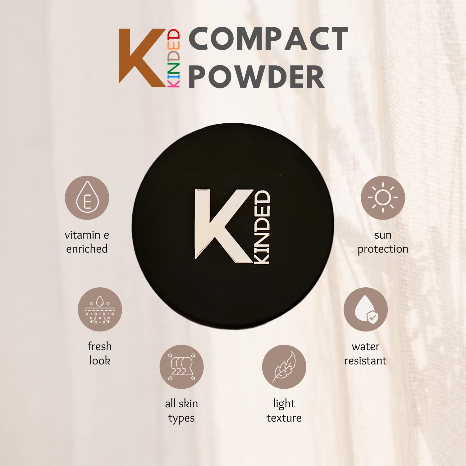 KINDED Matte & Shine 2-in-1 Compact Powder with Vitamin E & SPF 18 - Oil Control, Long Lasting, Waterproof Face Makeup for High Coverage & Shimmer (01 Cream Ivory, 18g) | Perfect for Daily Wear, Special Occasions & Touch-Ups On-The-Go