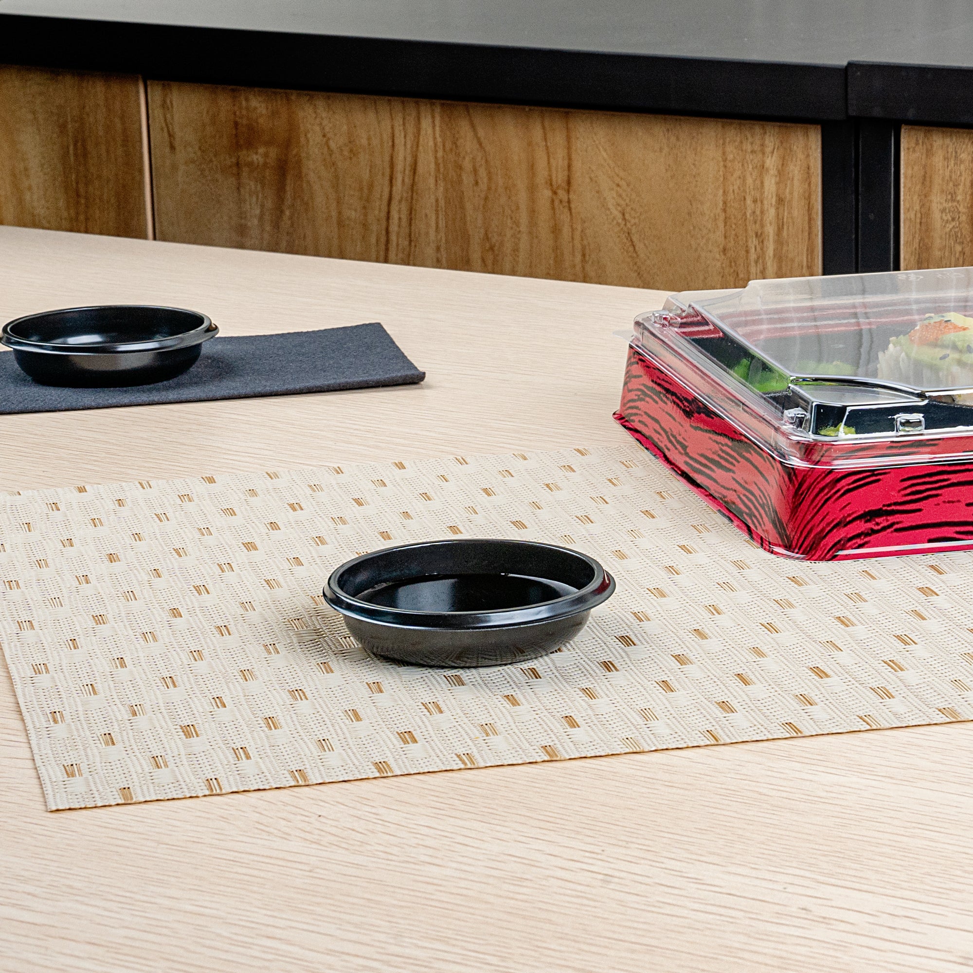 Bento Tek 2 oz Round Black Plastic Sauce Dish - 3 x 3 x 0.75 Inches - 1000 Count Bulk Box - Perfect for Restaurants, Catering, and Takeout Condiment Serving
