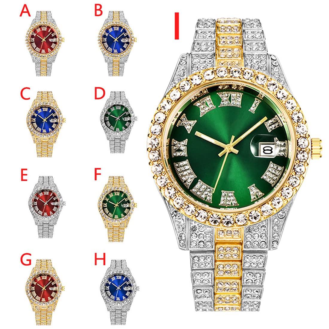 BESTKANG Luxury Unisex Diamond Iced Out Watch - Roman Numerals Analog Quartz Wristwatch for Men & Women | Perfect for Parties, Gifts, and Special Occasions