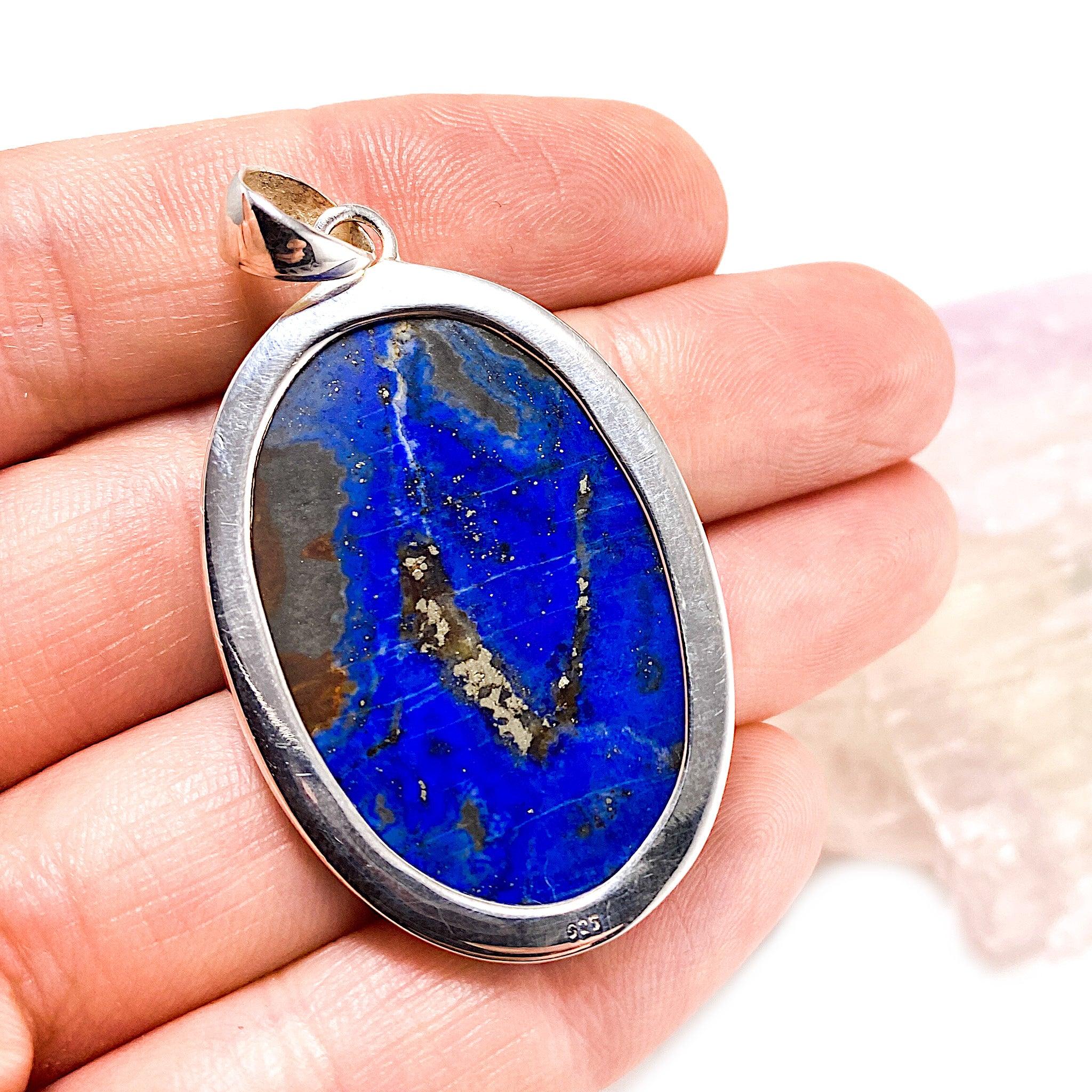 Chilean Lapis Lazuli Oval Pendant Necklace KPGJ2078 - Genuine Blue Stone Jewelry for Women, Gift for Her, Perfect for Special Occasions & Everyday Wear