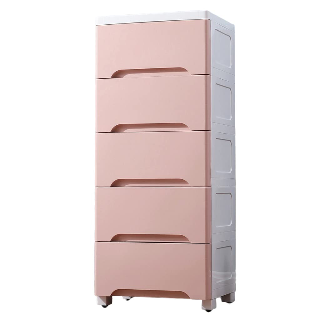ZHAOSHUNLI 6-Layer Plastic Storage Cabinet with Drawers - 37cm Kids Wardrobe Locker, Pink Toy Organizer for Baby Room, Nursery & Playroom Storage Solutions