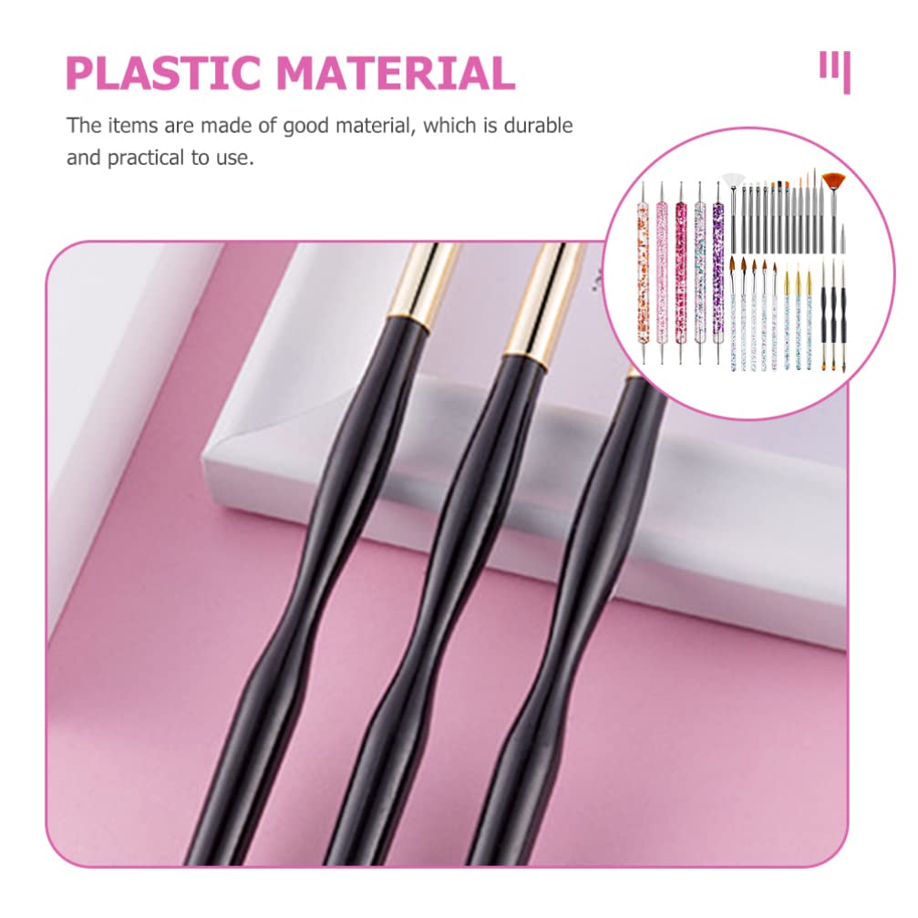 Professional Nail Art Brush Set - Round Acrylic Nail Brush & Painting Pen for 3D Nail Design, Perfect for Salon & Home Manicure, Portable Nail Tools for DIY Nail Art, Includes Plastic Eyeliner Brush (Great for Beginners & Professionals) - Ideal for Gel Polish, Acrylic Nails & Nail Extension Application