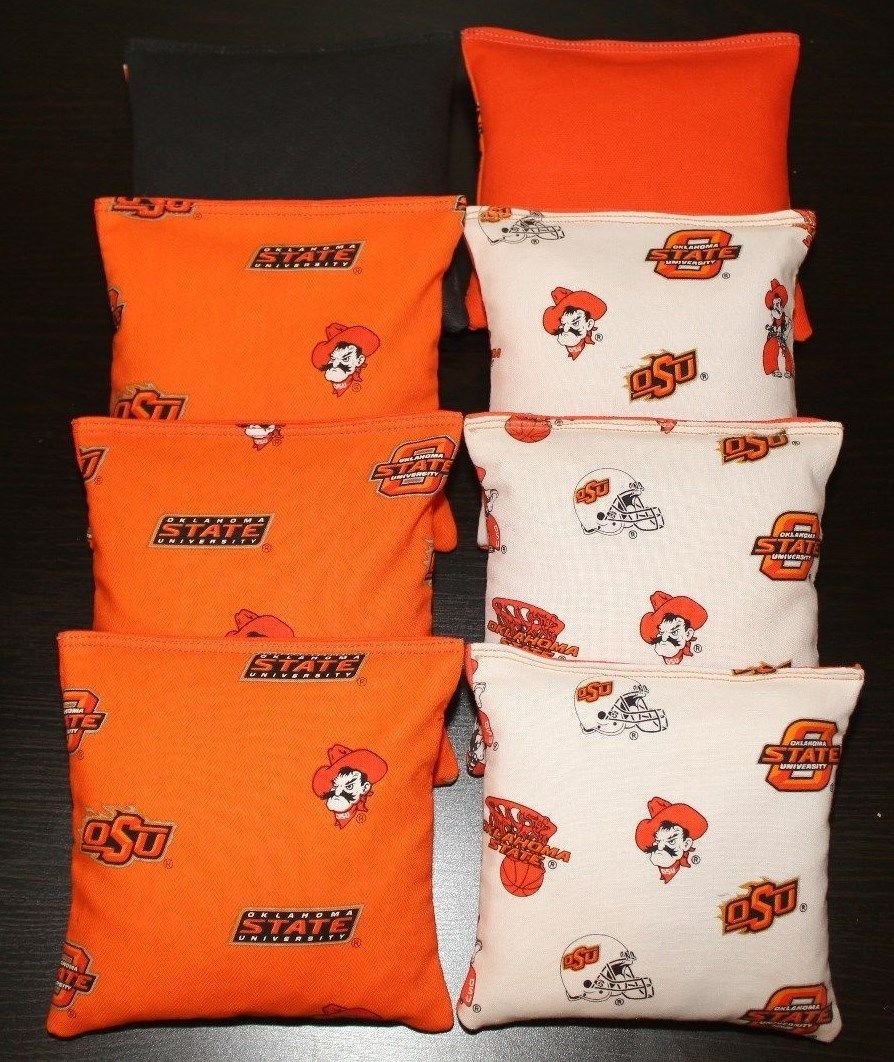 Oklahoma State OSU Cowboys ACA Regulation Cornhole Bean Bags Set - 8 Premium Corn Hole Bags for Backyard Games, Tailgating & Outdoor Parties