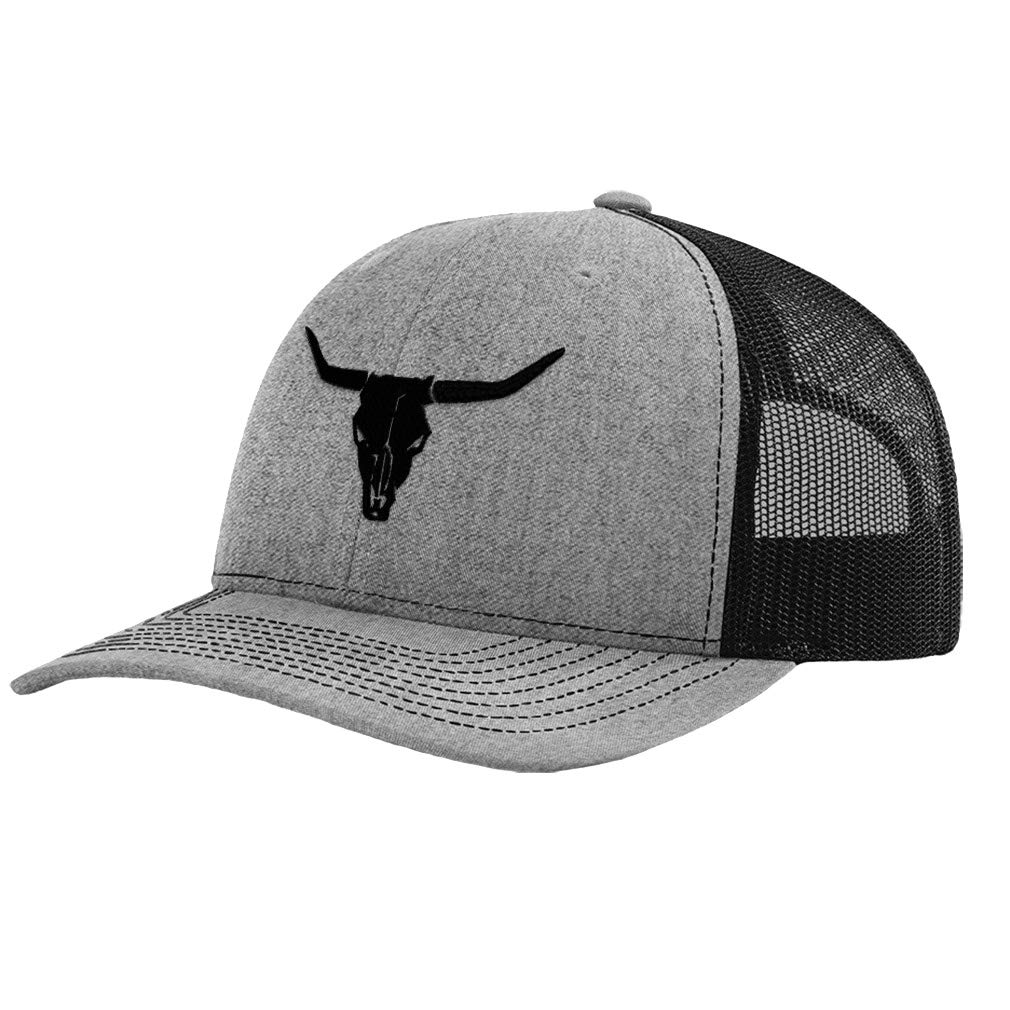 Custom Richardson Trucker Hat with Cow Skull Embroidery - Adjustable Polyester Baseball Cap for Men & Women - Perfect for Outdoor Activities, Concerts, and Fashion Statement