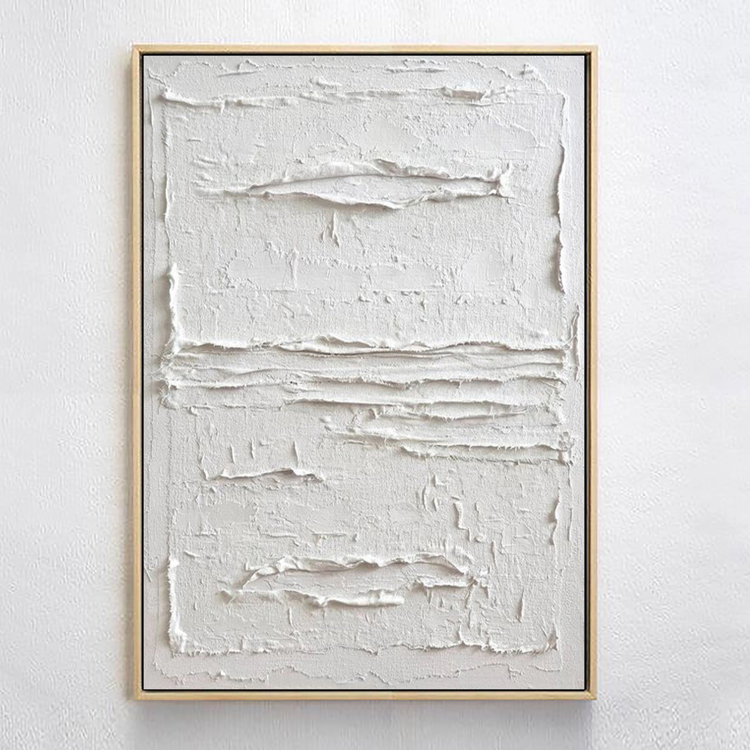 White Minimalist Textured Painting Canvas - Modern Abstract Wall Art for Living Room & Bedroom Decor | Premium Quality Artist Canvas #MM024