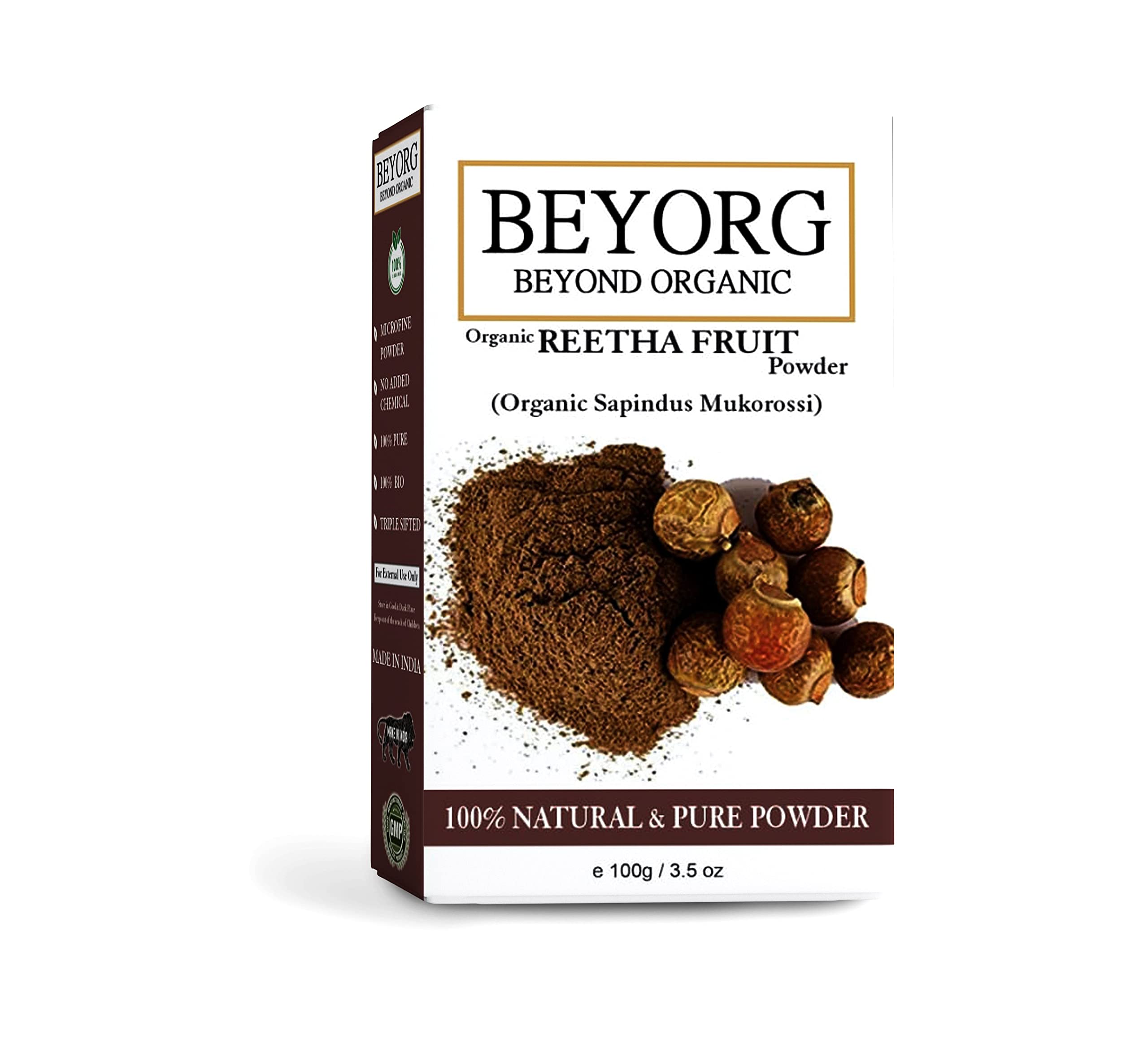 Organic Reetha Powder (Soapnut) 100g - Natural Hair Growth & Scalp Treatment | Promotes Healthy Hair & Skin | Ideal for DIY Shampoo, Hair Wash & Skincare Routine