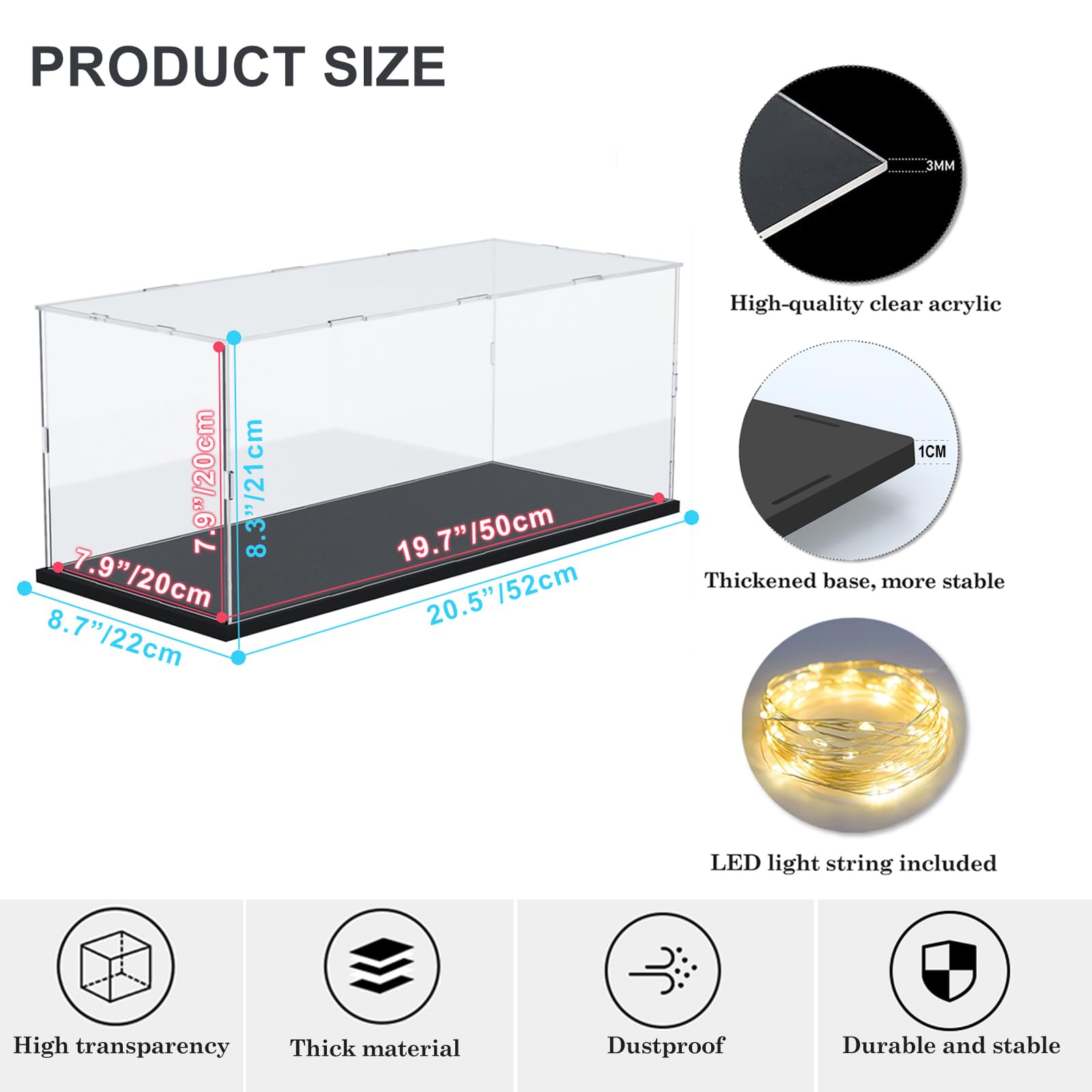1/12 & 1/18 Scale Acrylic Display Case for Diecast Cars - Lego 42038 42111 Model Car Showcase with Base - Perfect for Collectibles Storage & Truck Display - Home Office Decor & Toy Collection Protection
