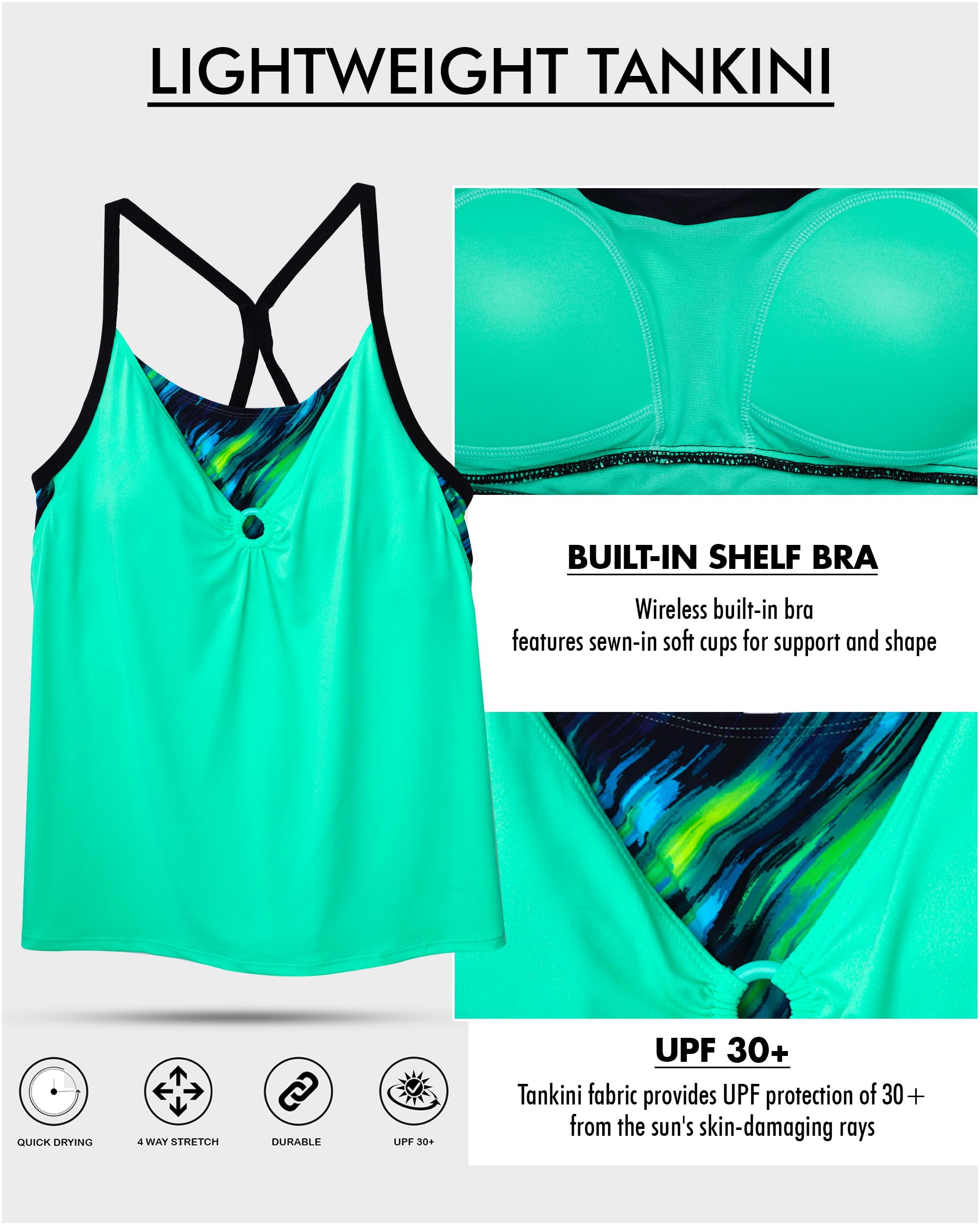 ZeroXposur Women's Tankini Swimsuits with Shorts - UPF 50+ Sun Protection, Quick-Dry & Comfortable Bathing Suit for Beach, Pool & Water Sports