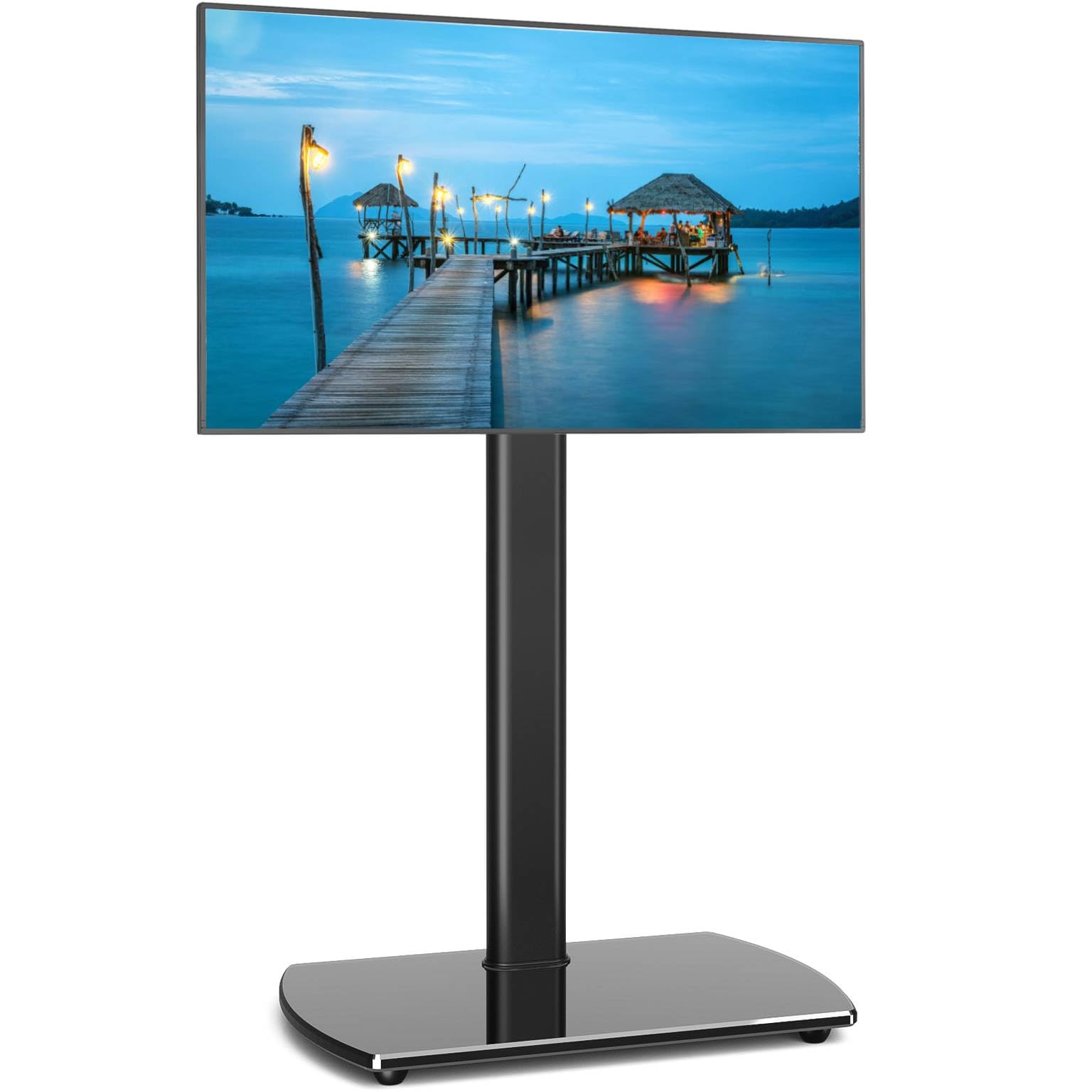Universal Swivel TV Floor Stand for 32-65 Inch LCD LED Flat Screen TVs | Height Adjustable TV Mount Stand with Shelf | Space Saving Corner TV Stand for Living Room, Bedroom & Home Office | Sturdy Base & Smooth 360° Rotation for Optimal Viewing